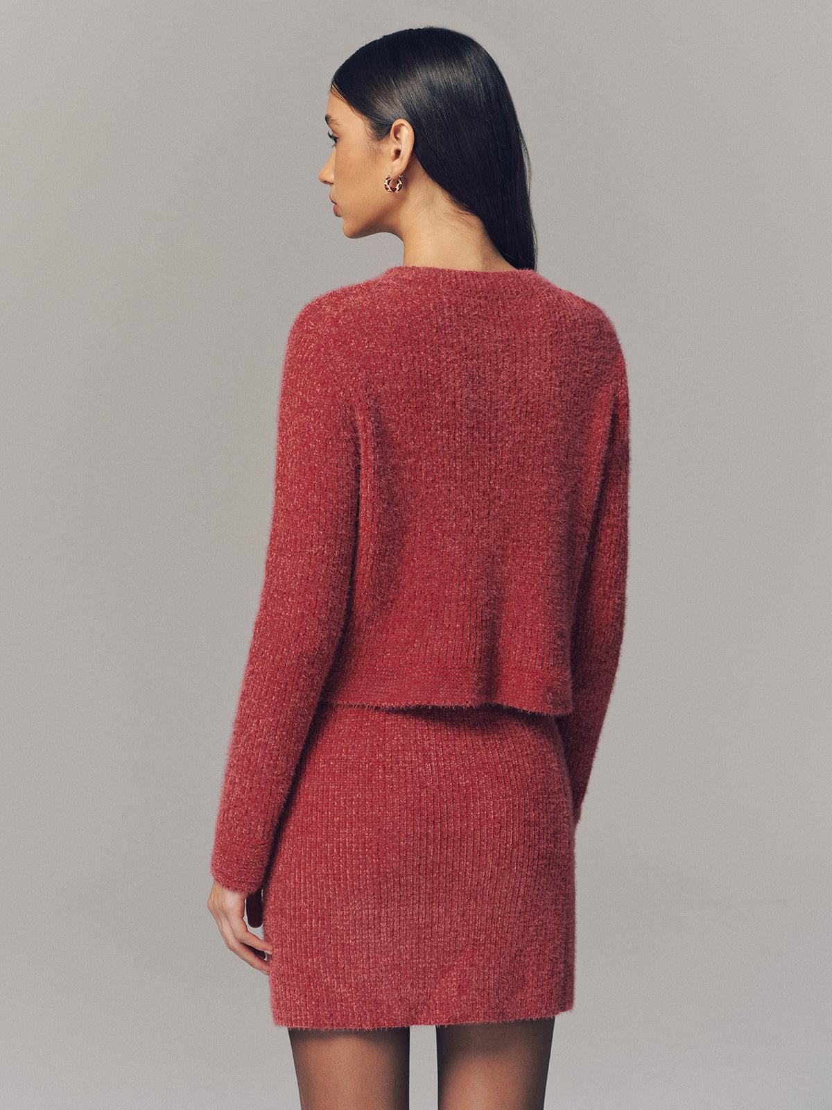 Metal Detail Cardigan & Mini Skirt Set