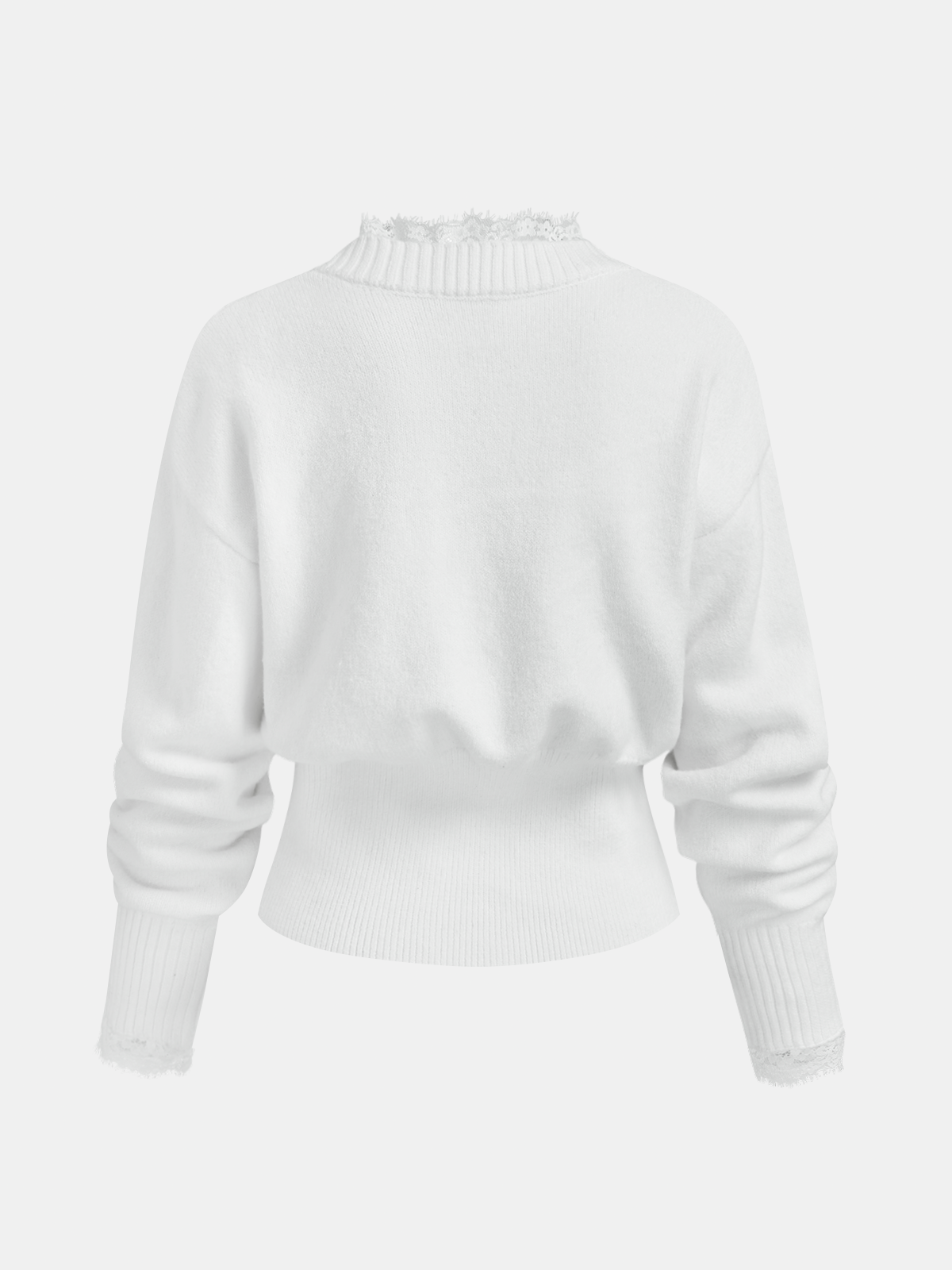 Lace Trim Buttoned Cropped Knit Cardigan