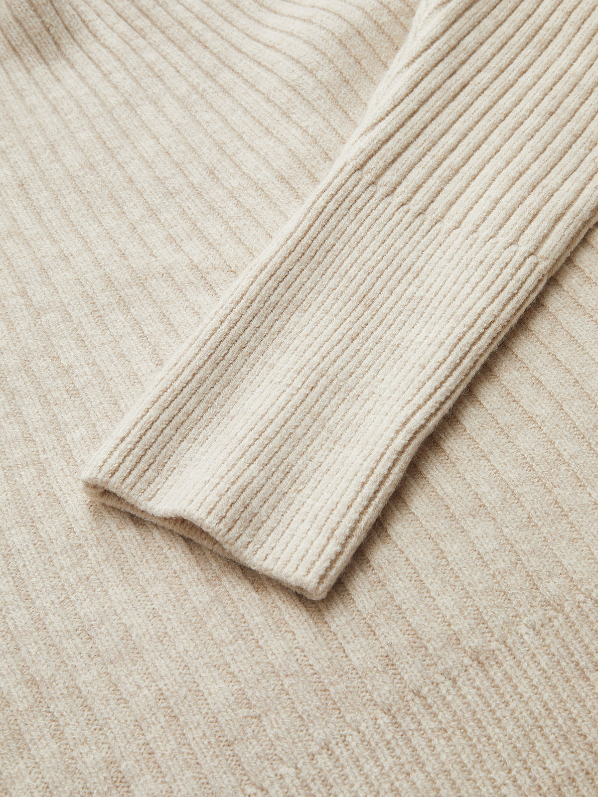 Asymmetric Neck Ribbed Knit Sweater
