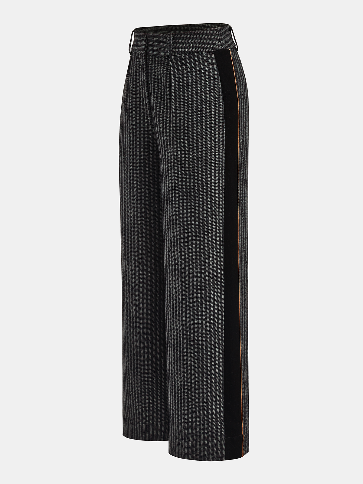 Mid-Waist Nadelstreifen-Hose mit weitem Bein