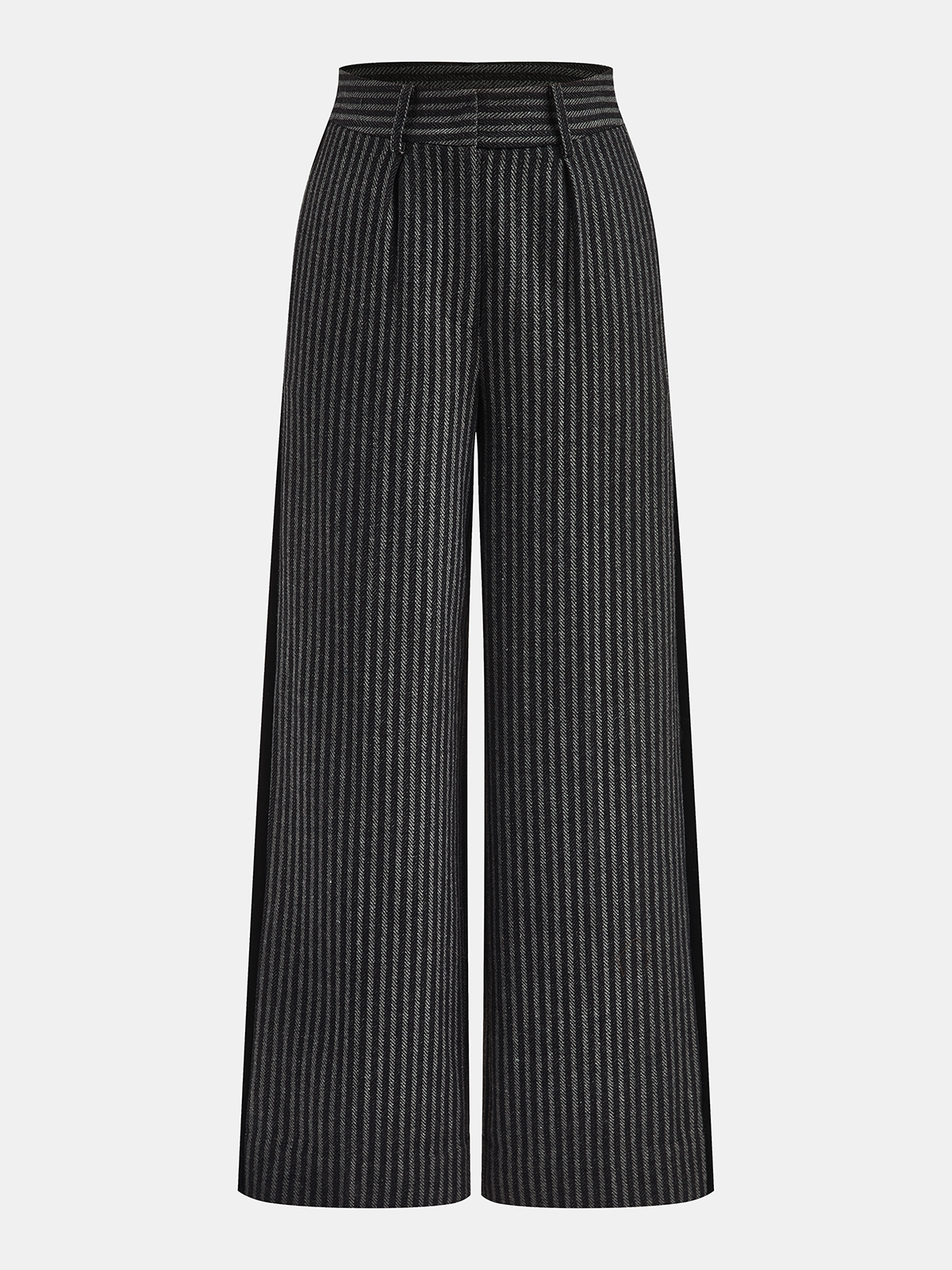 Mid-Waist Nadelstreifen-Hose mit weitem Bein