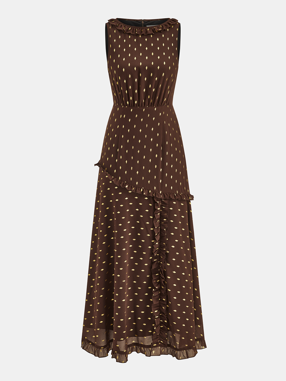 Ruffled Chiffon Sleeveless Midi Dress