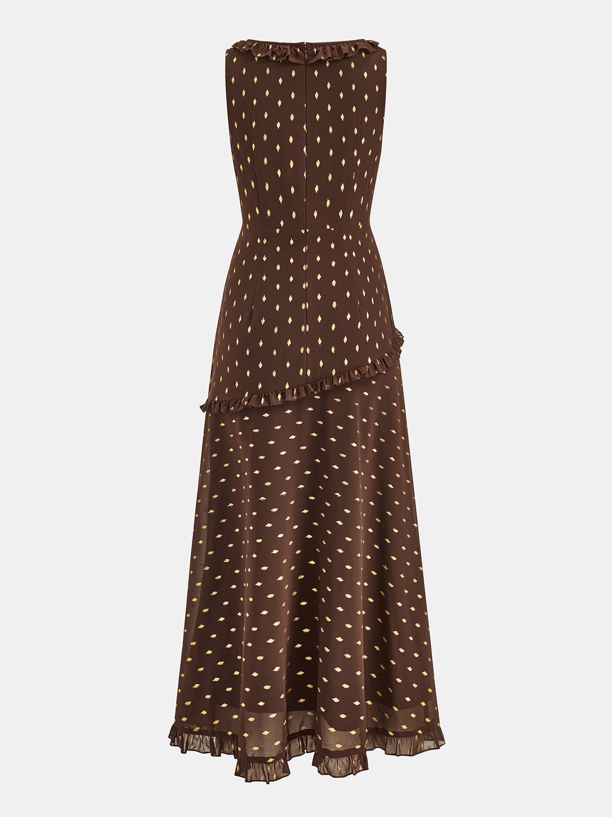 Ruffled Chiffon Sleeveless Midi Dress