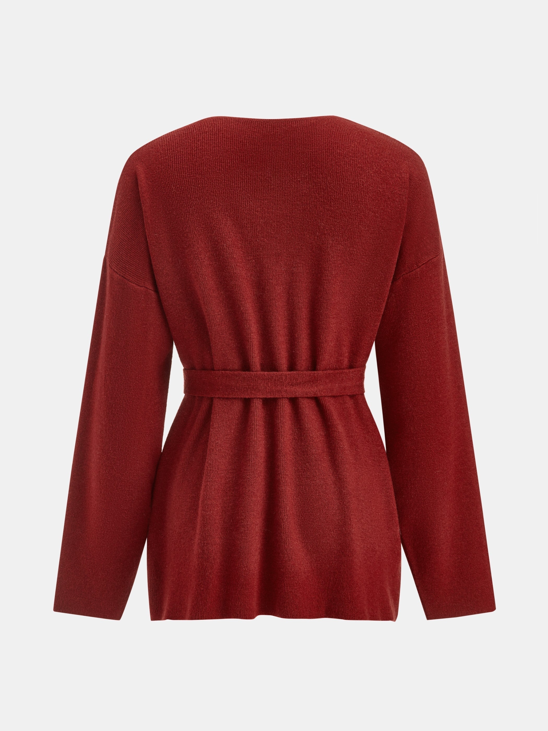 V-Neck Belted Sweater