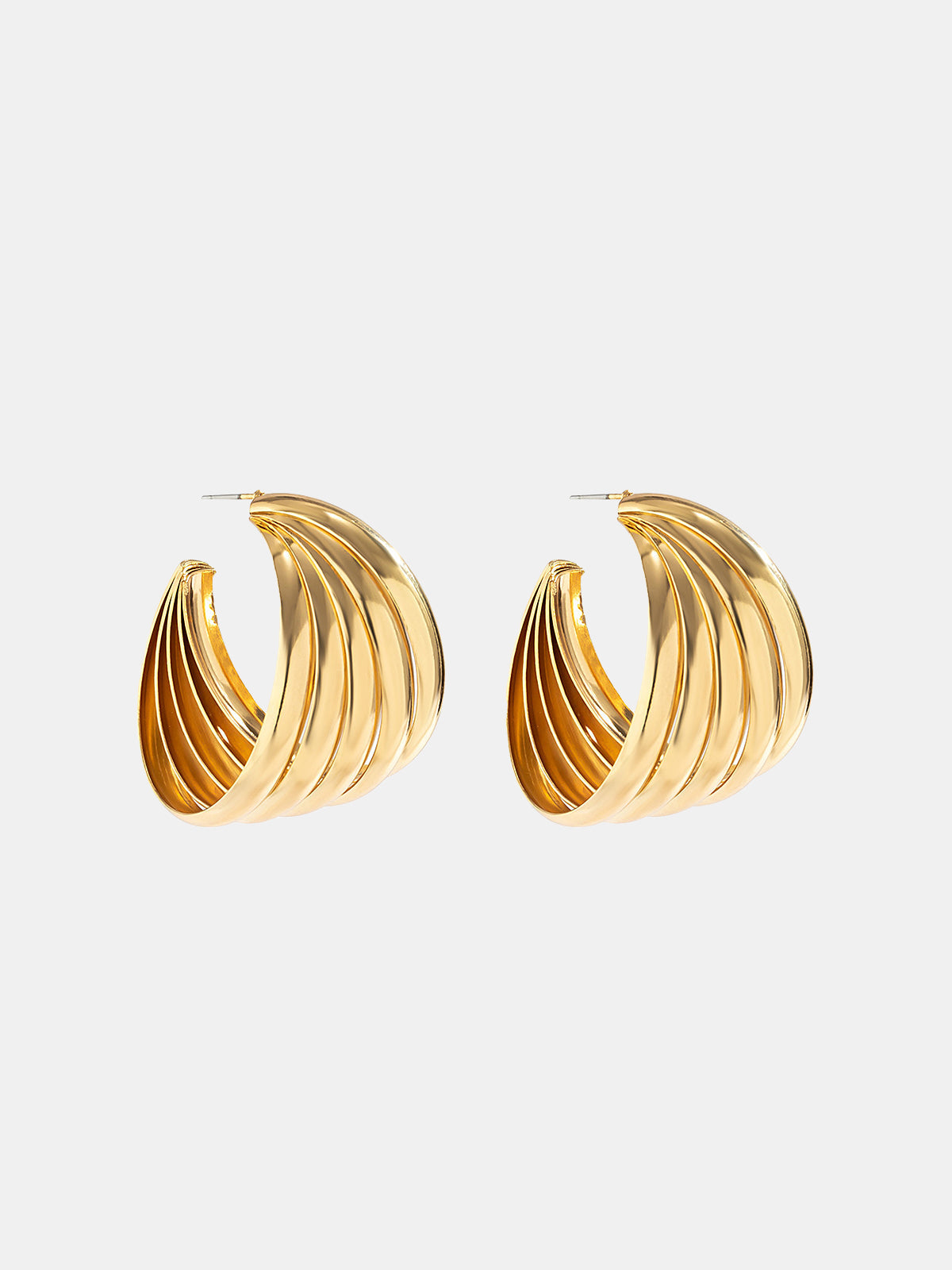 Sculpted Gold-Tone Swirl Hoop Earrings