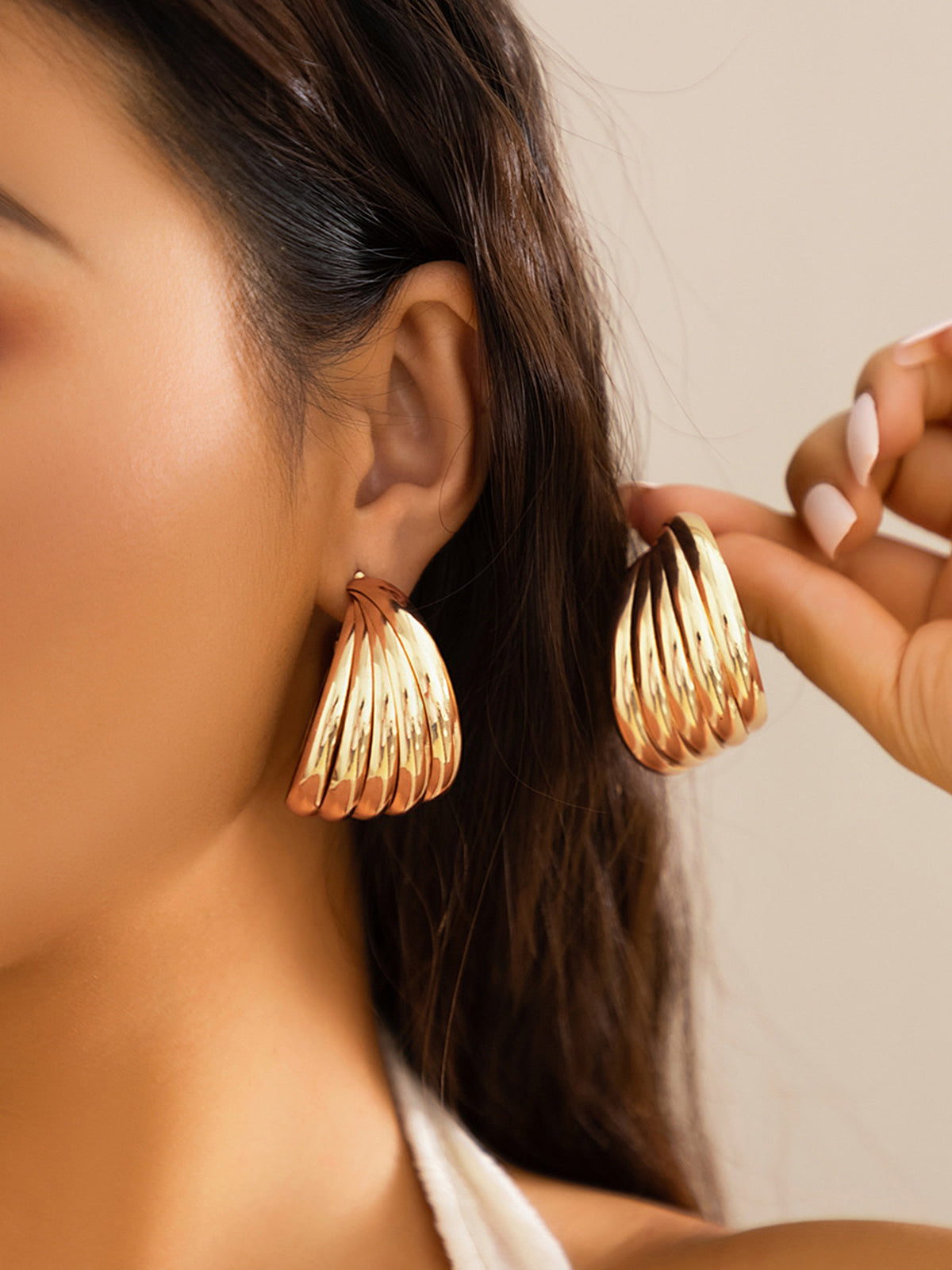 Sculpted Gold-Tone Swirl Hoop Earrings