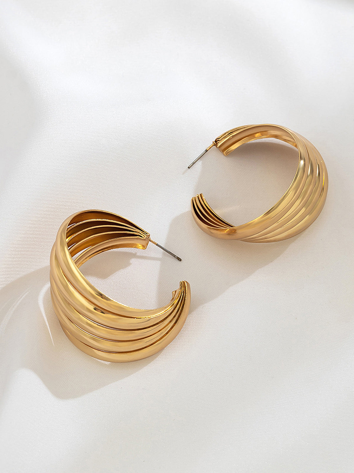 Sculpted Gold-Tone Swirl Hoop Earrings