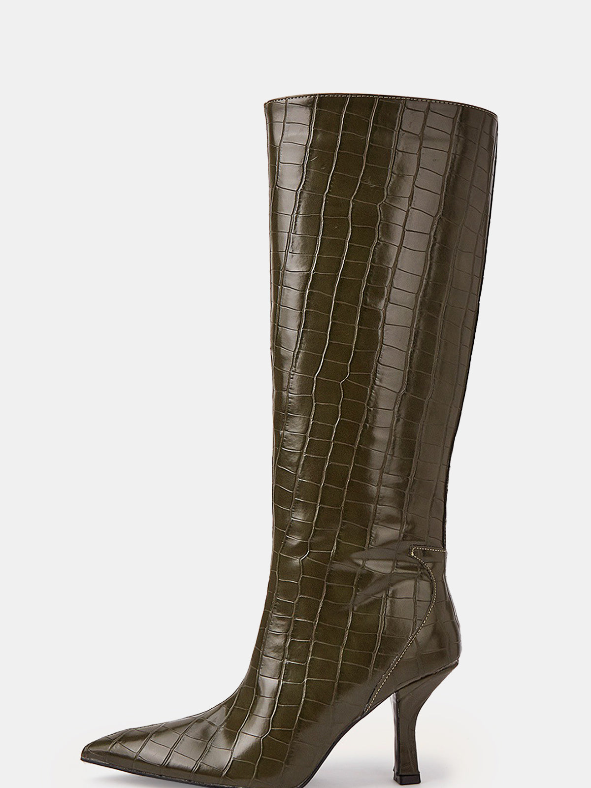 Knee-High Crocodile Pointed Boots