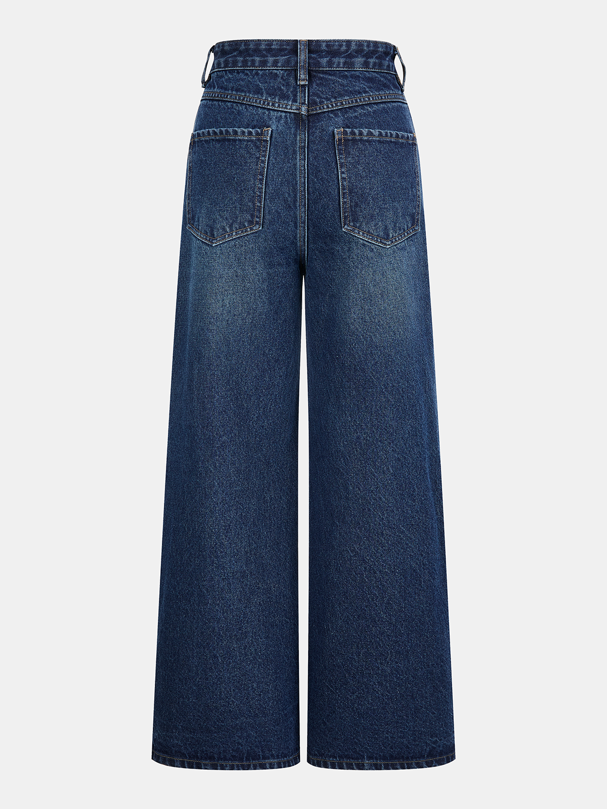 Side Button Wide-Leg Denim Pants