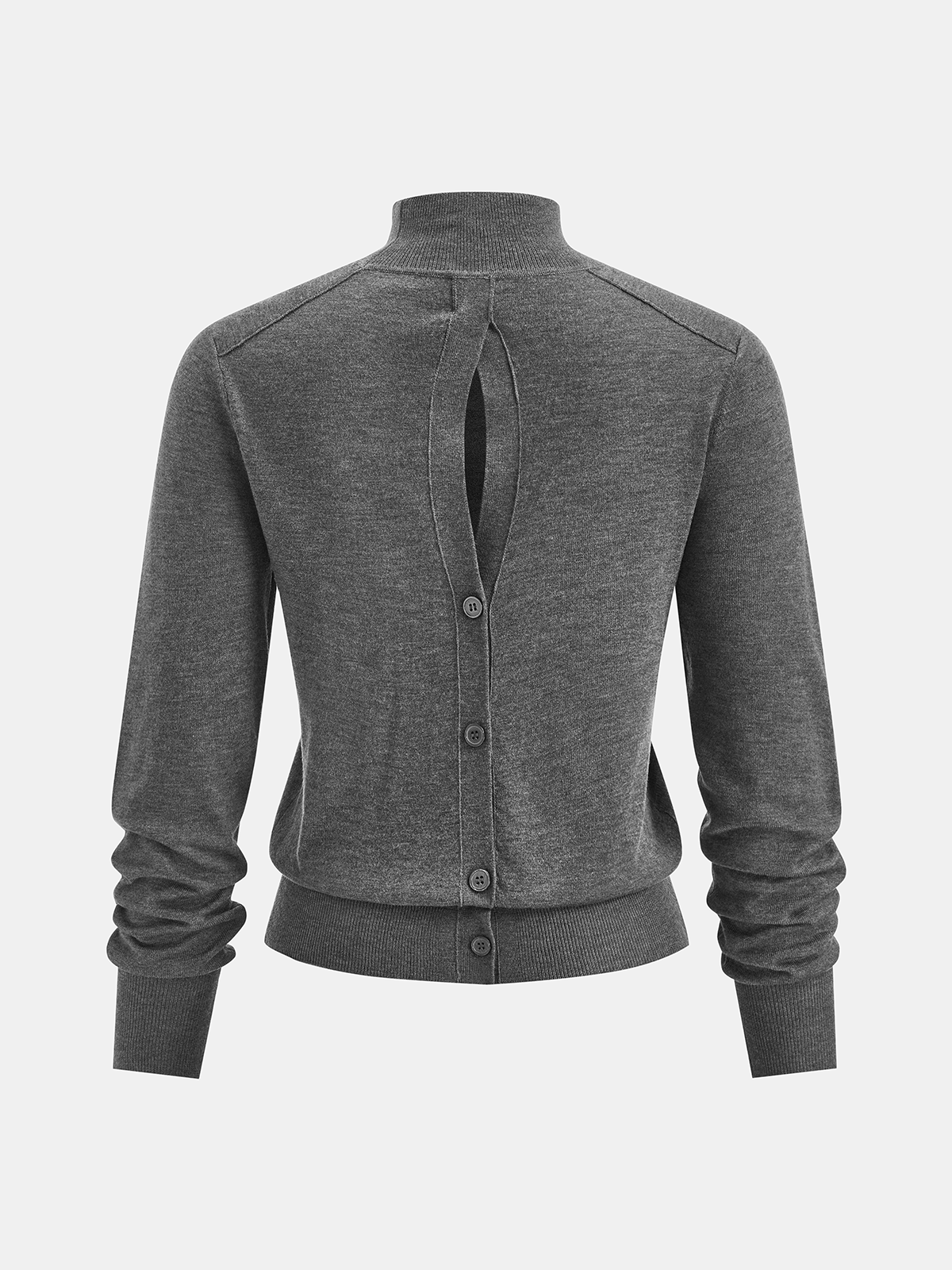 Back Slit Wool-Blend Turtleneck Sweater