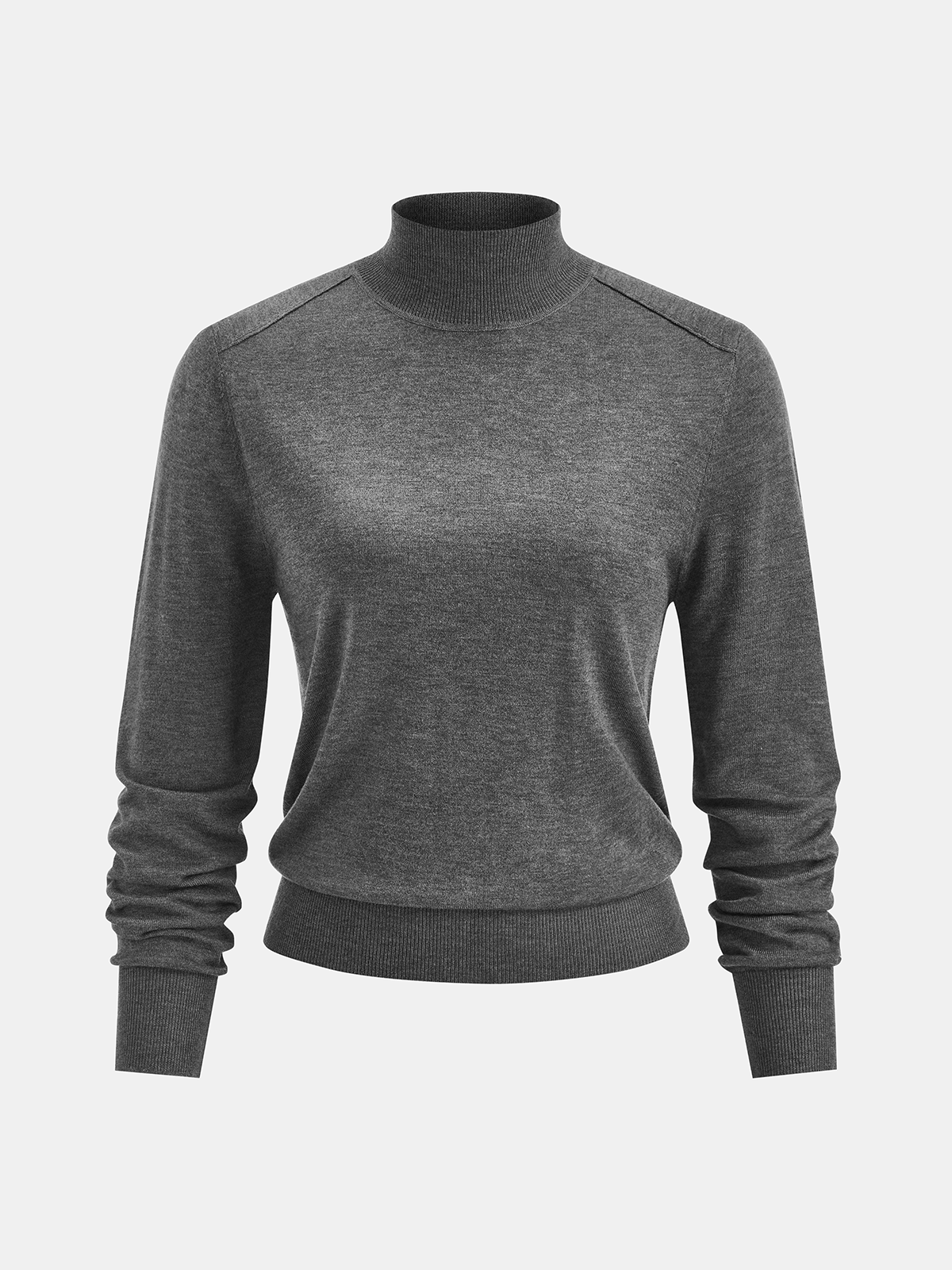 Back Slit Wool-Blend Turtleneck Sweater