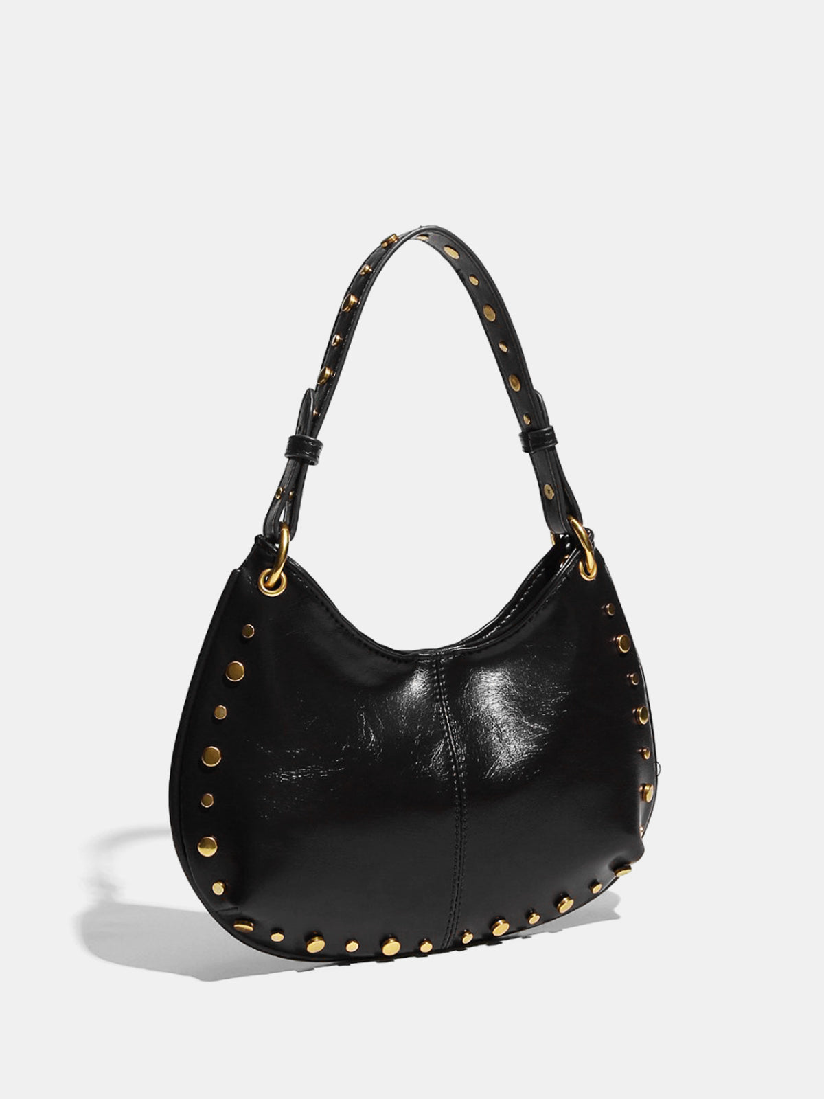 Magnetic Closure Studded Hobo Bag