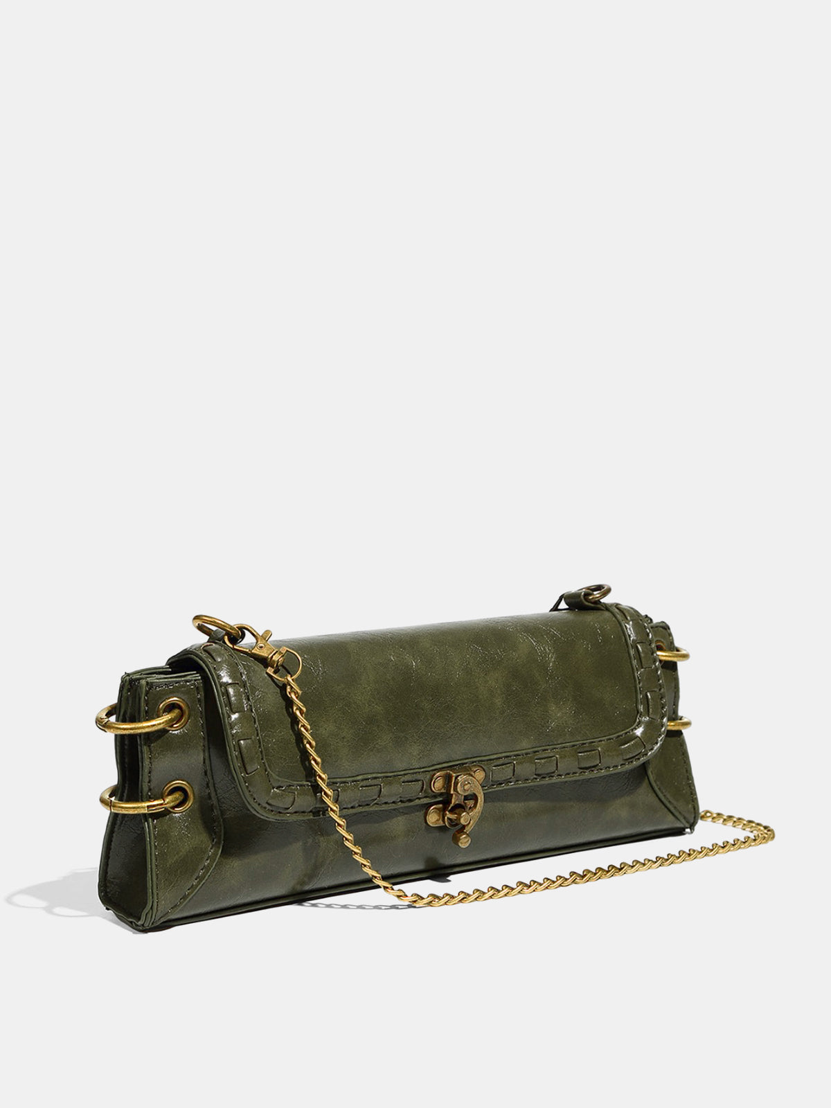 Metal Clasp Chain Crossbody Bag