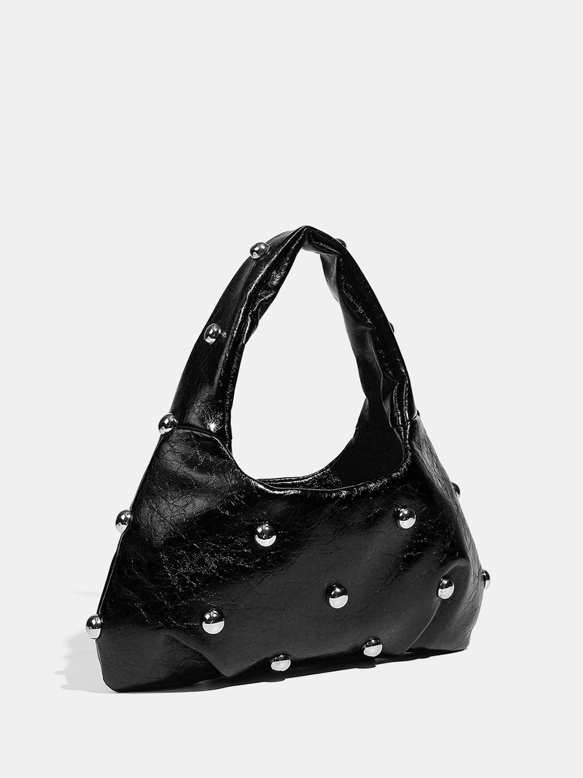 Studded Ruched Shoulder Bag