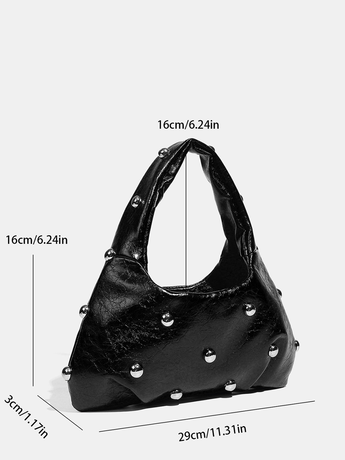 Studded Ruched Shoulder Bag