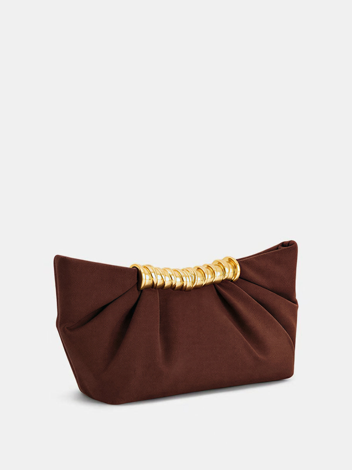 Suede Effect Pleated Clutch Bag