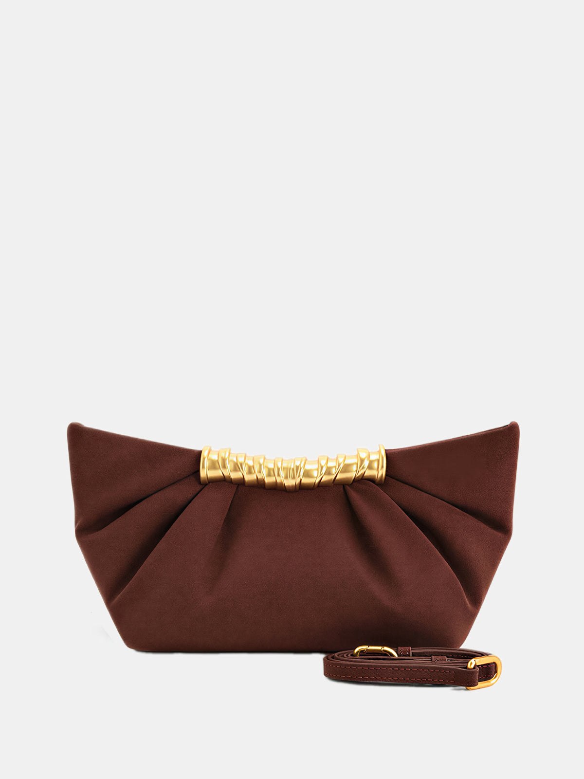 Suede Effect Pleated Clutch Bag