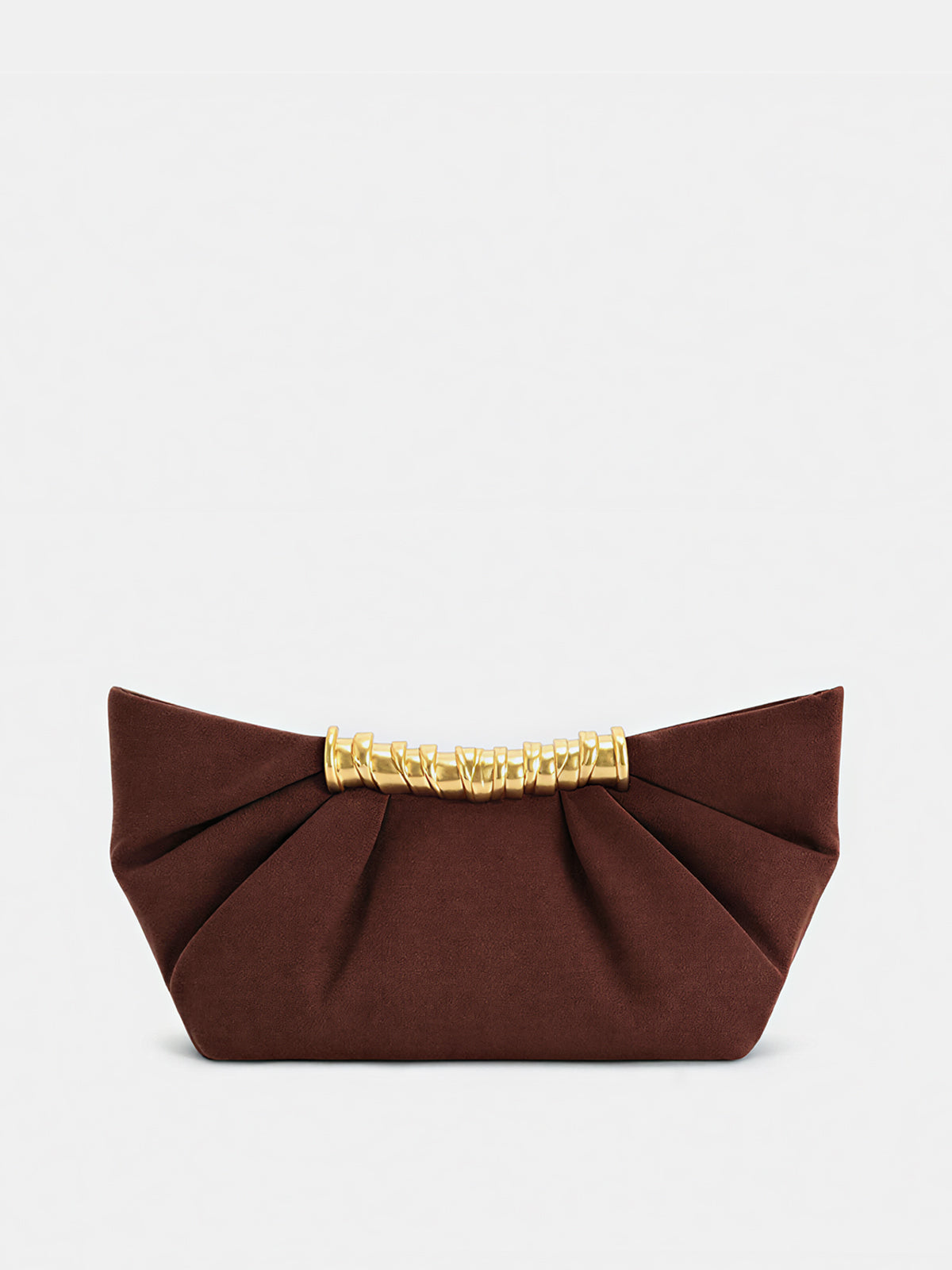 Suede Effect Pleated Clutch Bag