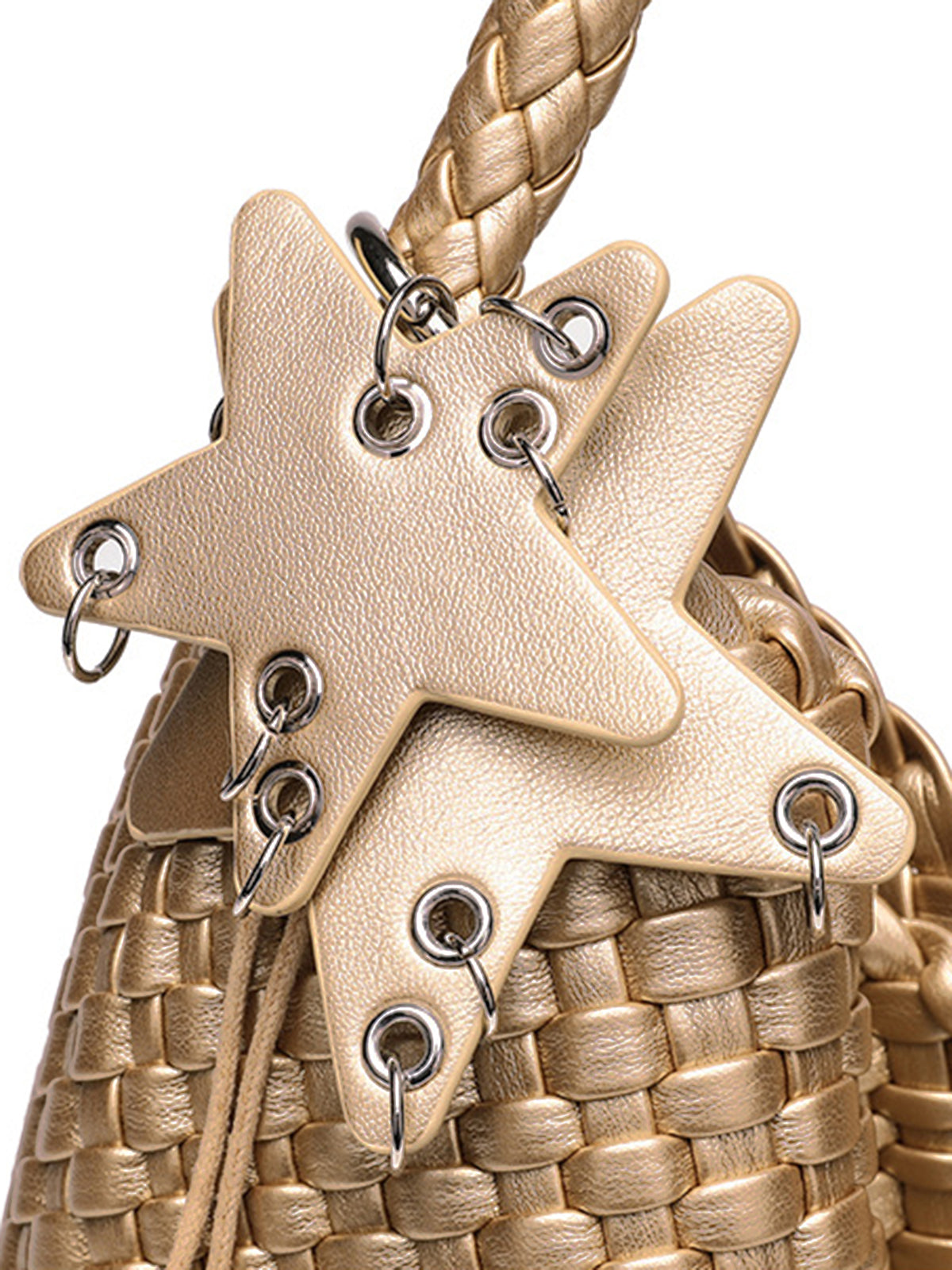 Woven Star-Detail Fashion Shoulder Bag