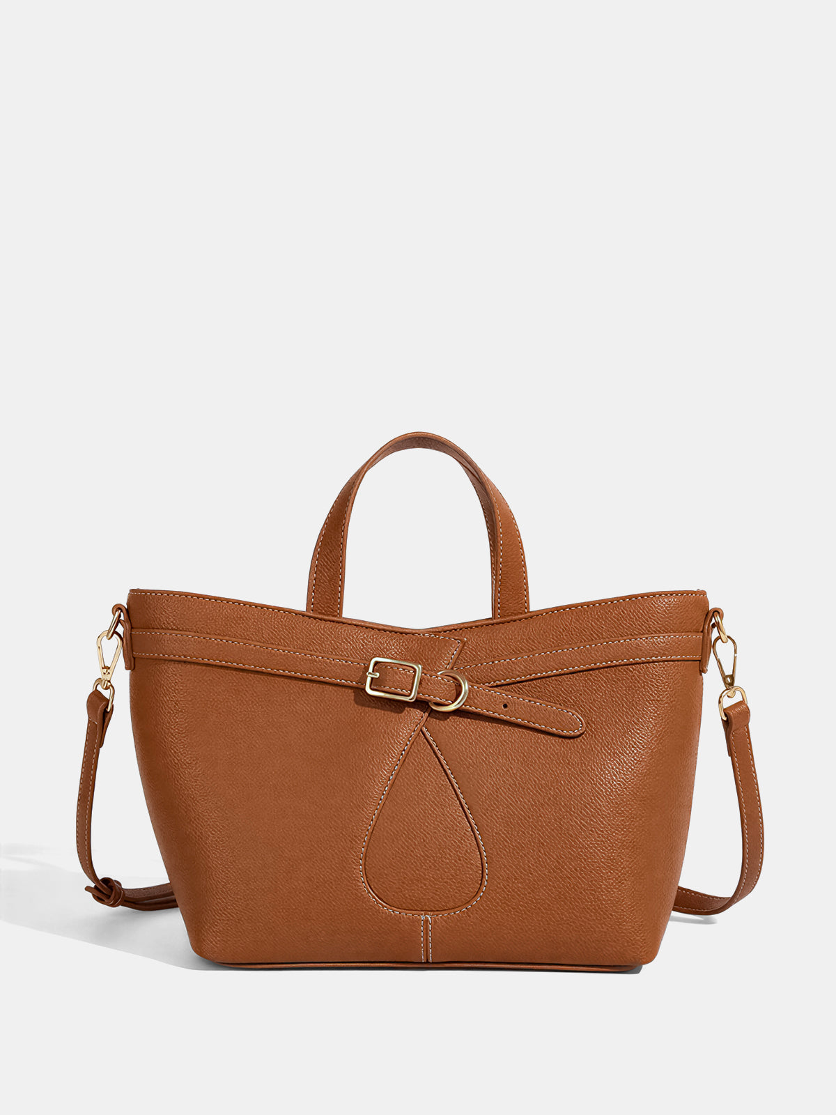 Buckle Detail Dual-Handle Tote Bag