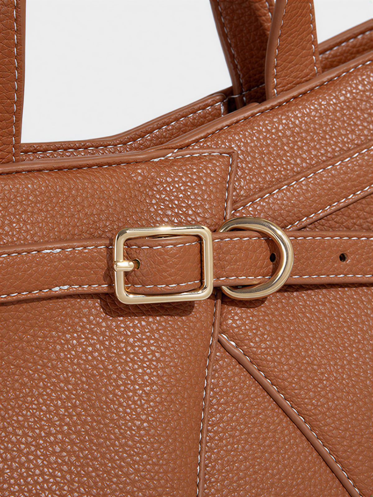Buckle Detail Dual-Handle Tote Bag