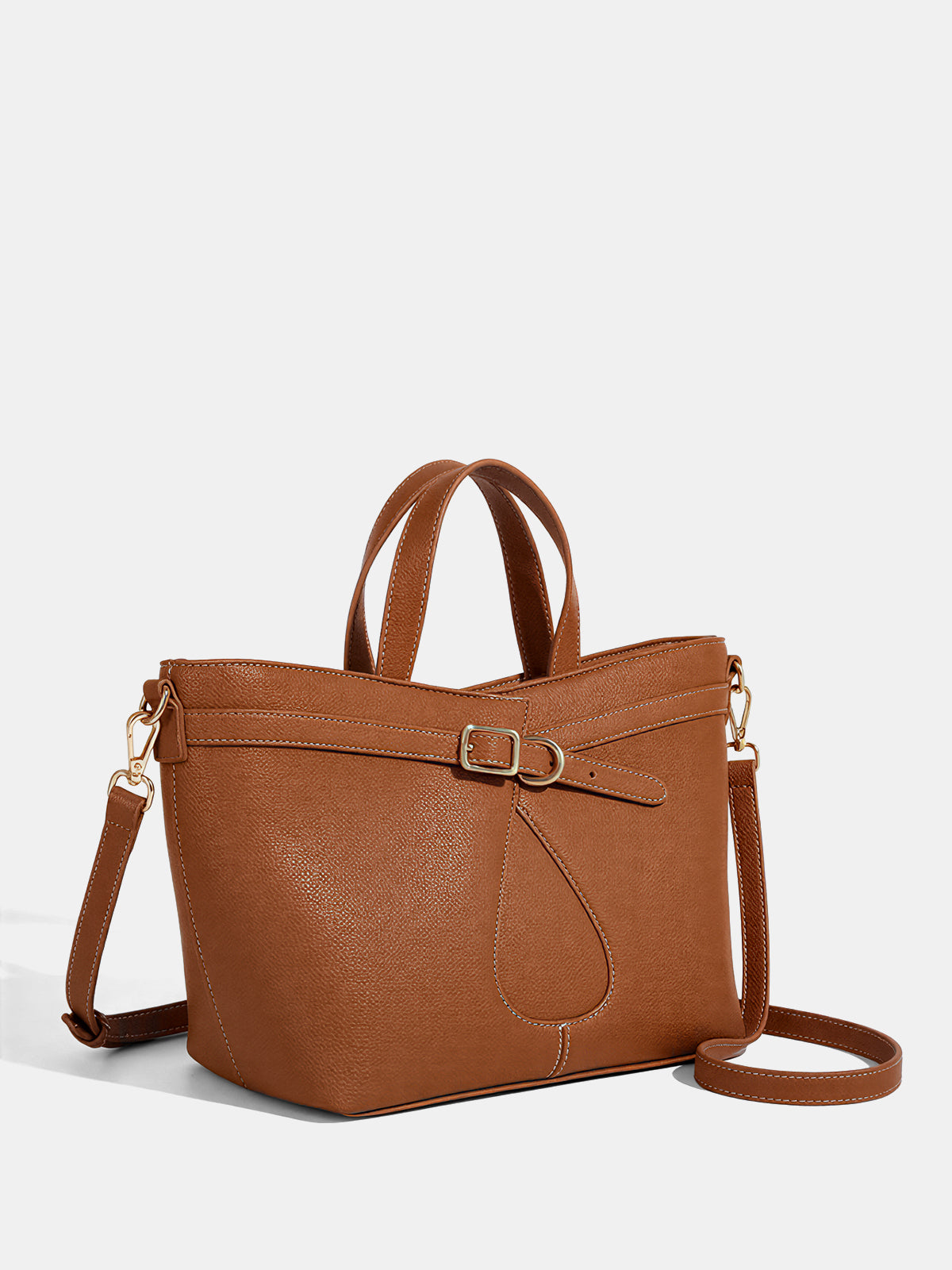 Buckle Detail Dual-Handle Tote Bag
