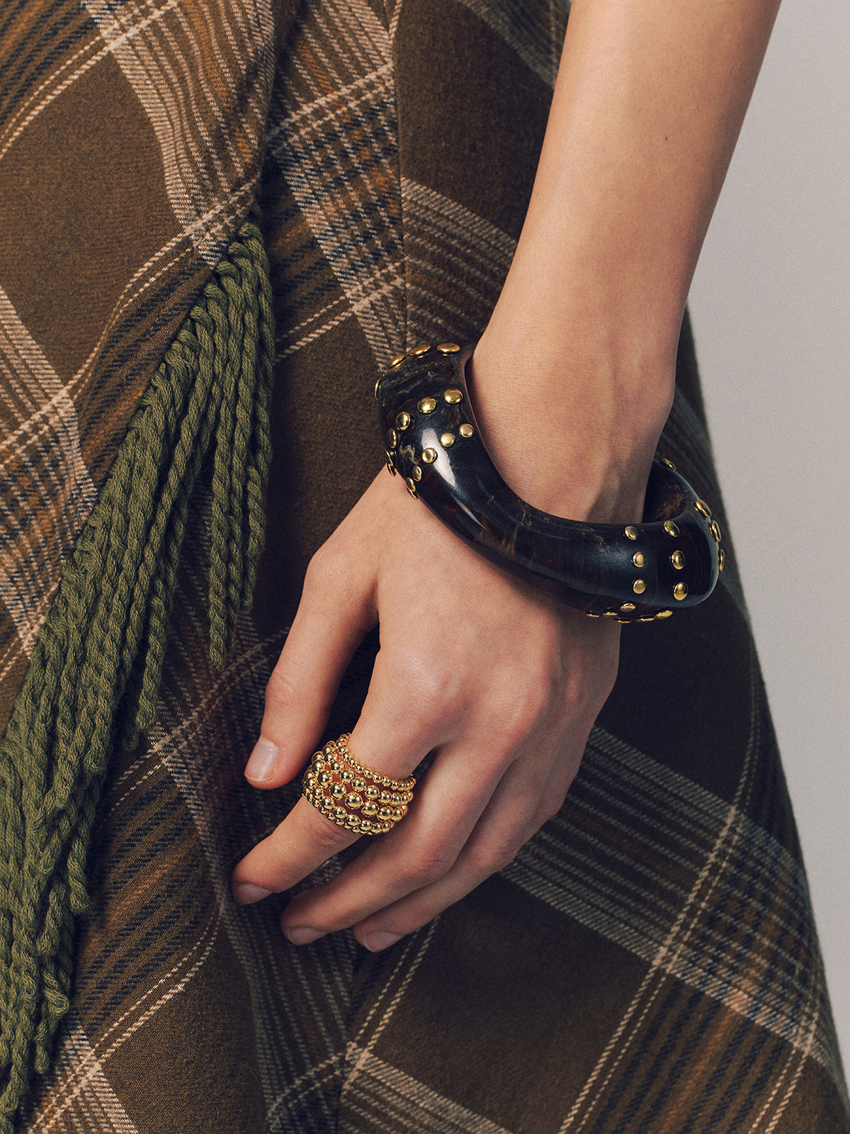 Beaded Open Cuff Ring