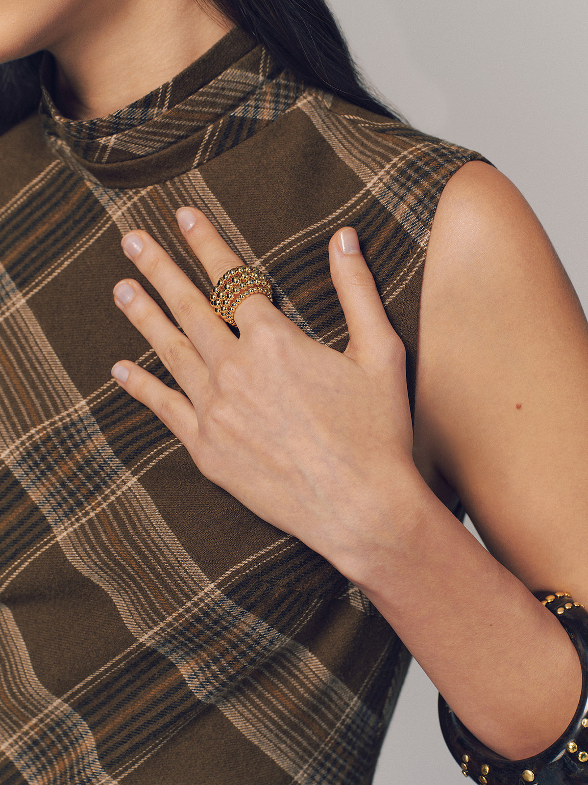 Beaded Open Cuff Ring