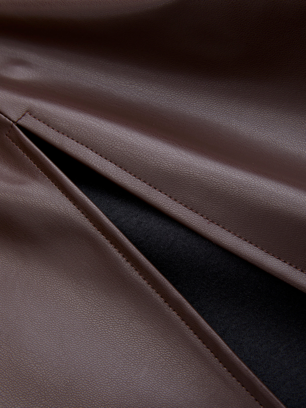 Back Slit Faux Leather Midi Pencil Skirt