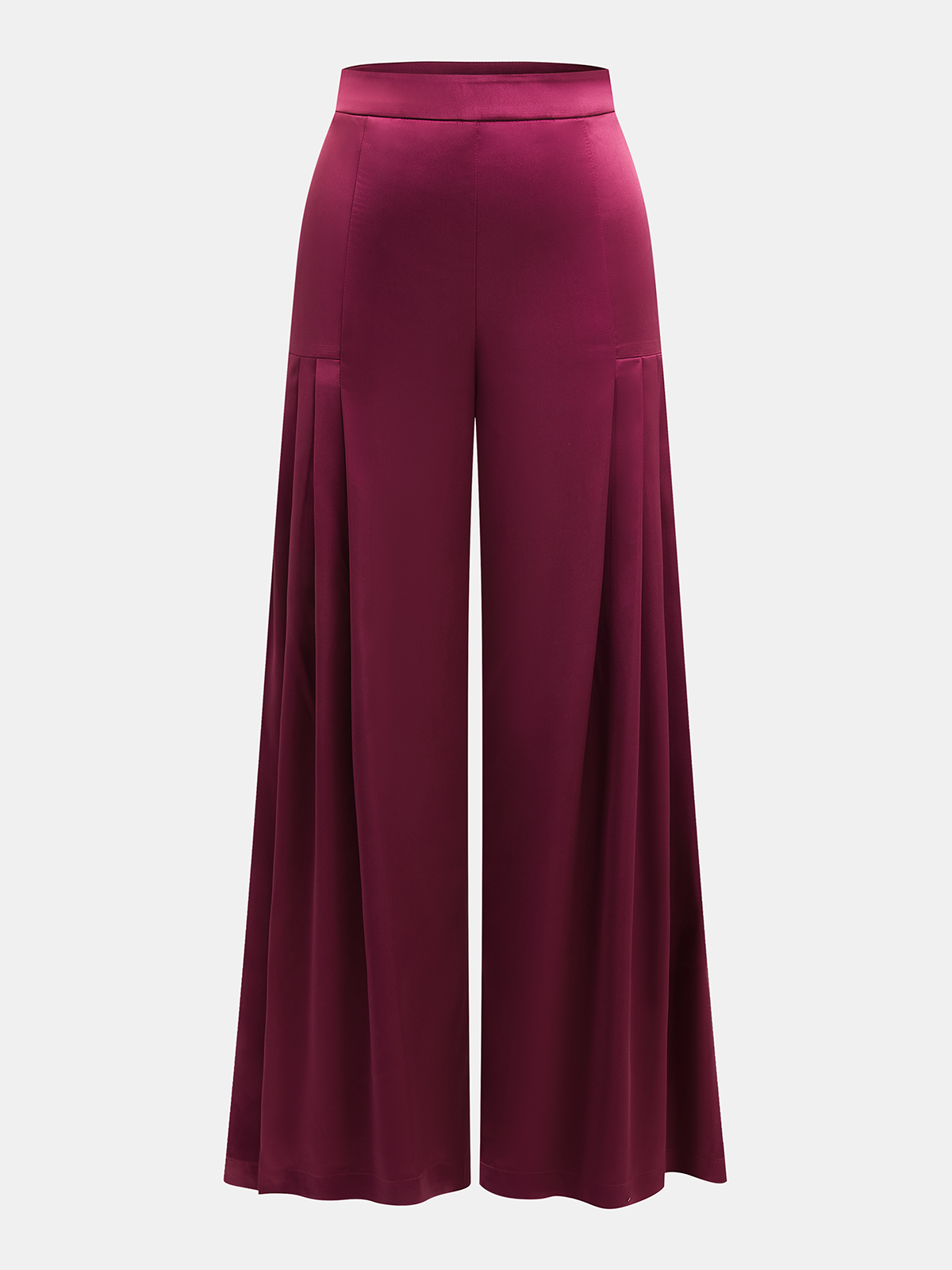 Satin Pleated Wide-Leg Pants