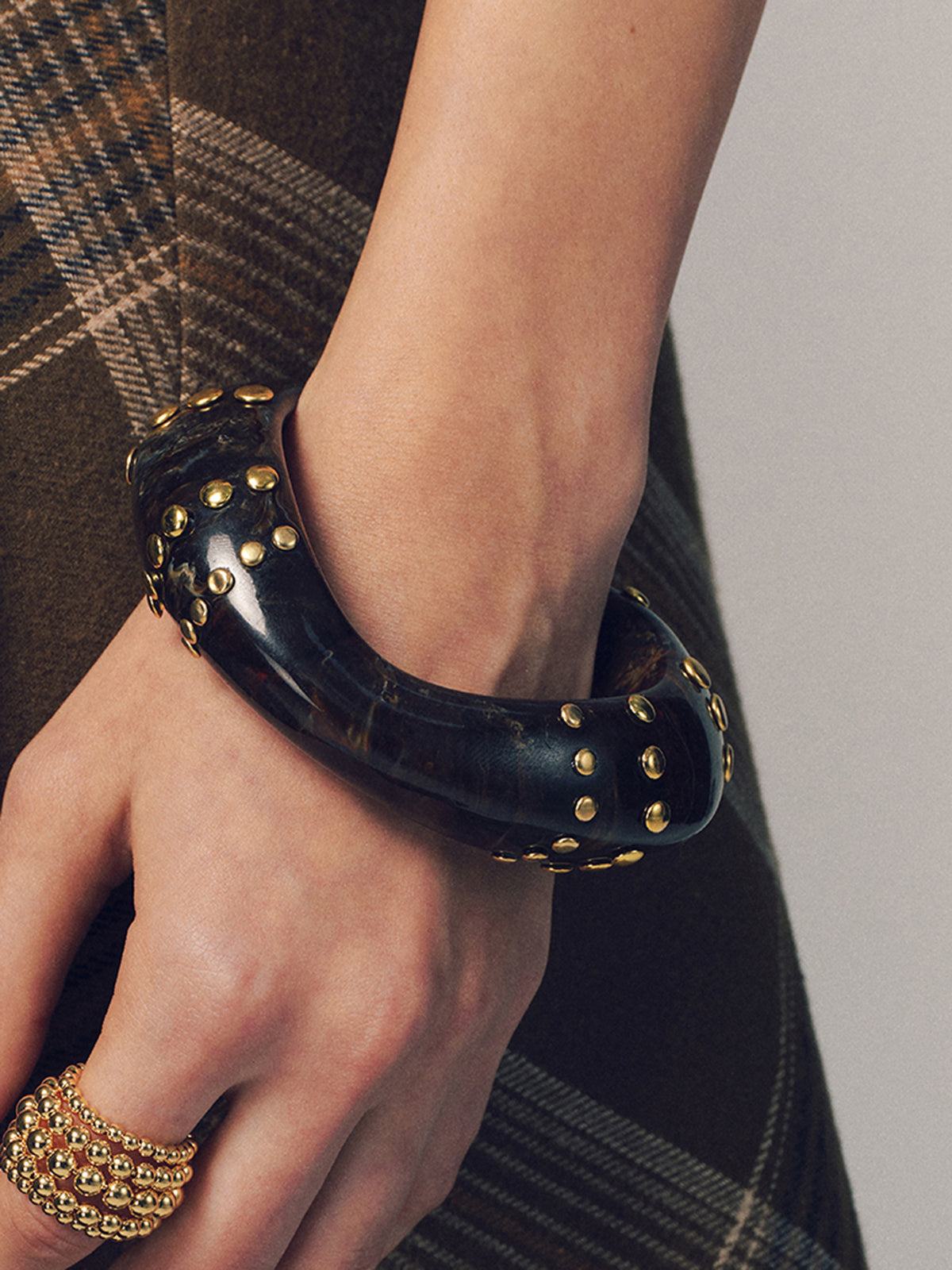 Studded Resin Bangle Bracelet