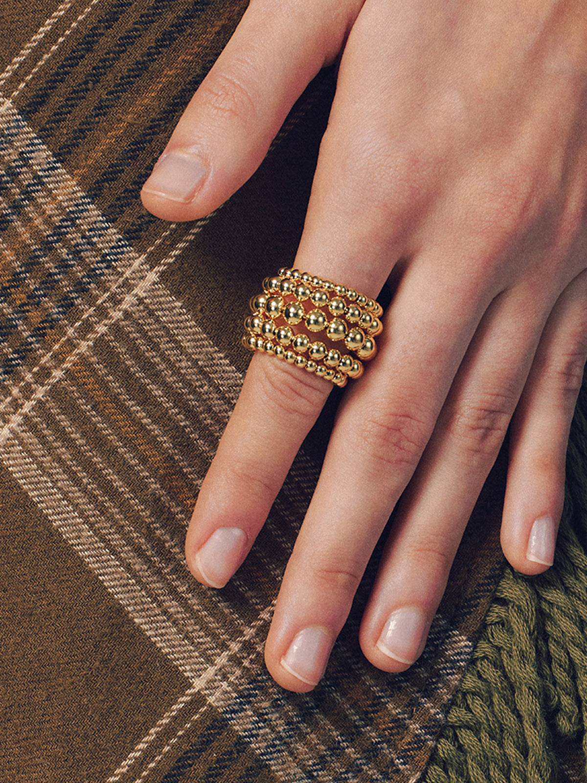 Beaded Open Cuff Ring
