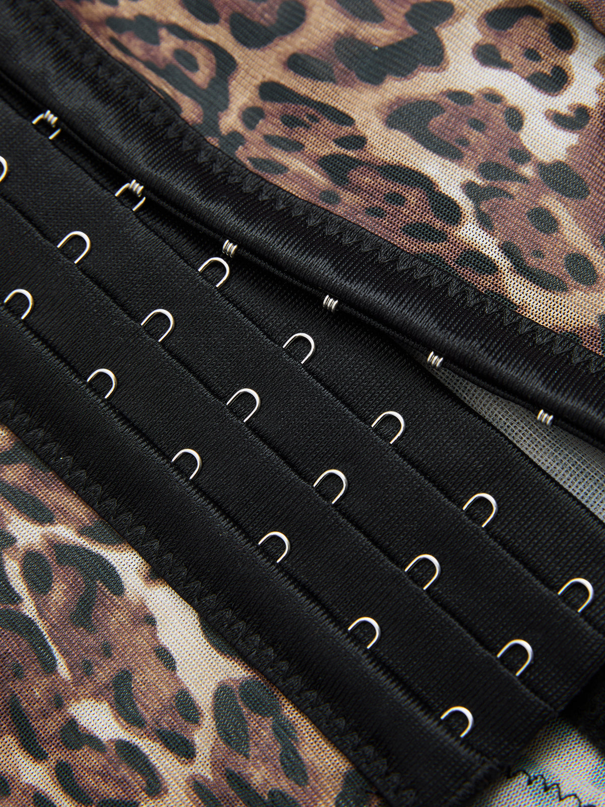 Lace-Trim Leopard-Print Chiffon Corset Top
