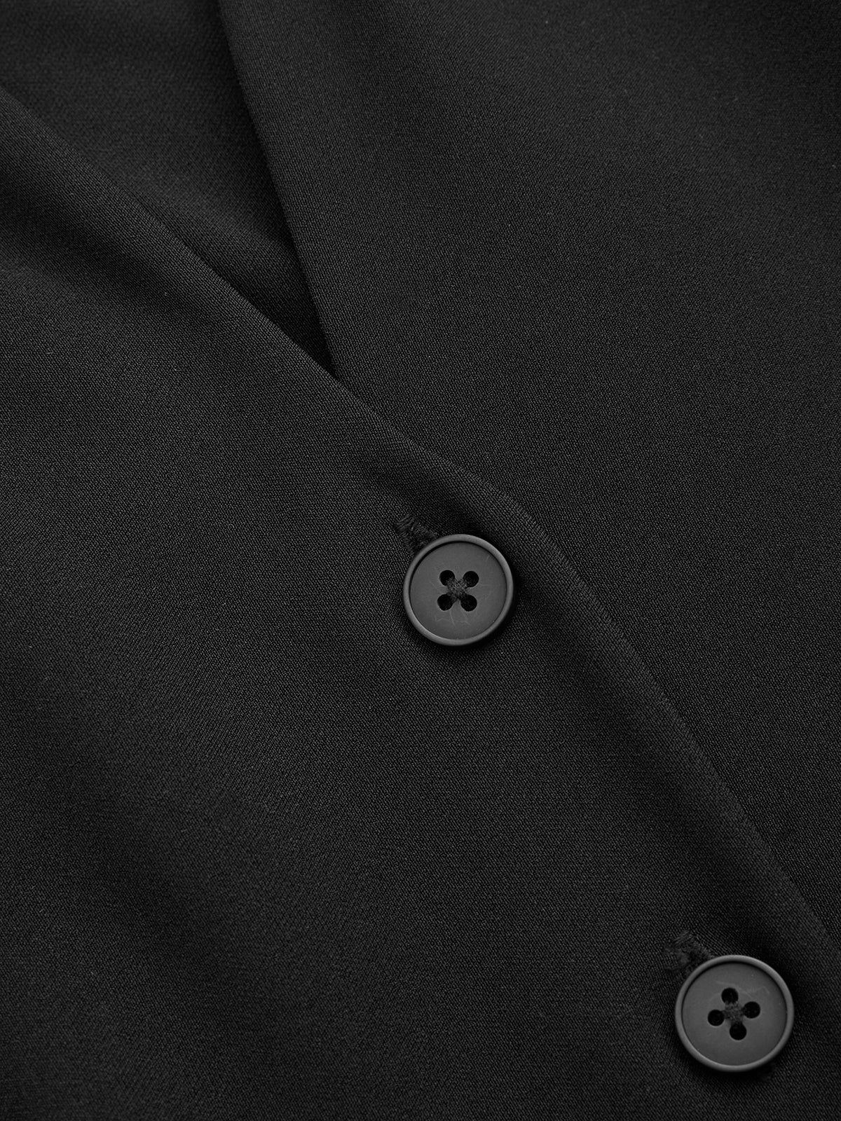 Stand Collar Pleated Cuff Button-Front Blouse