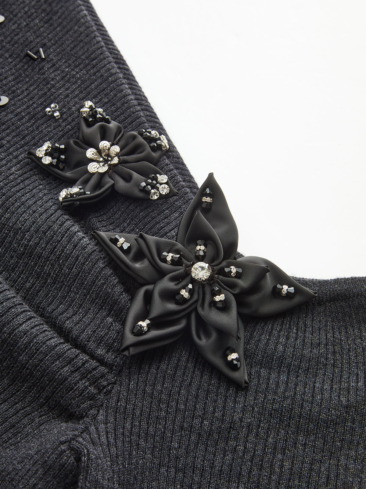 One-Shoulder Wool Blend Embellished Knit Top