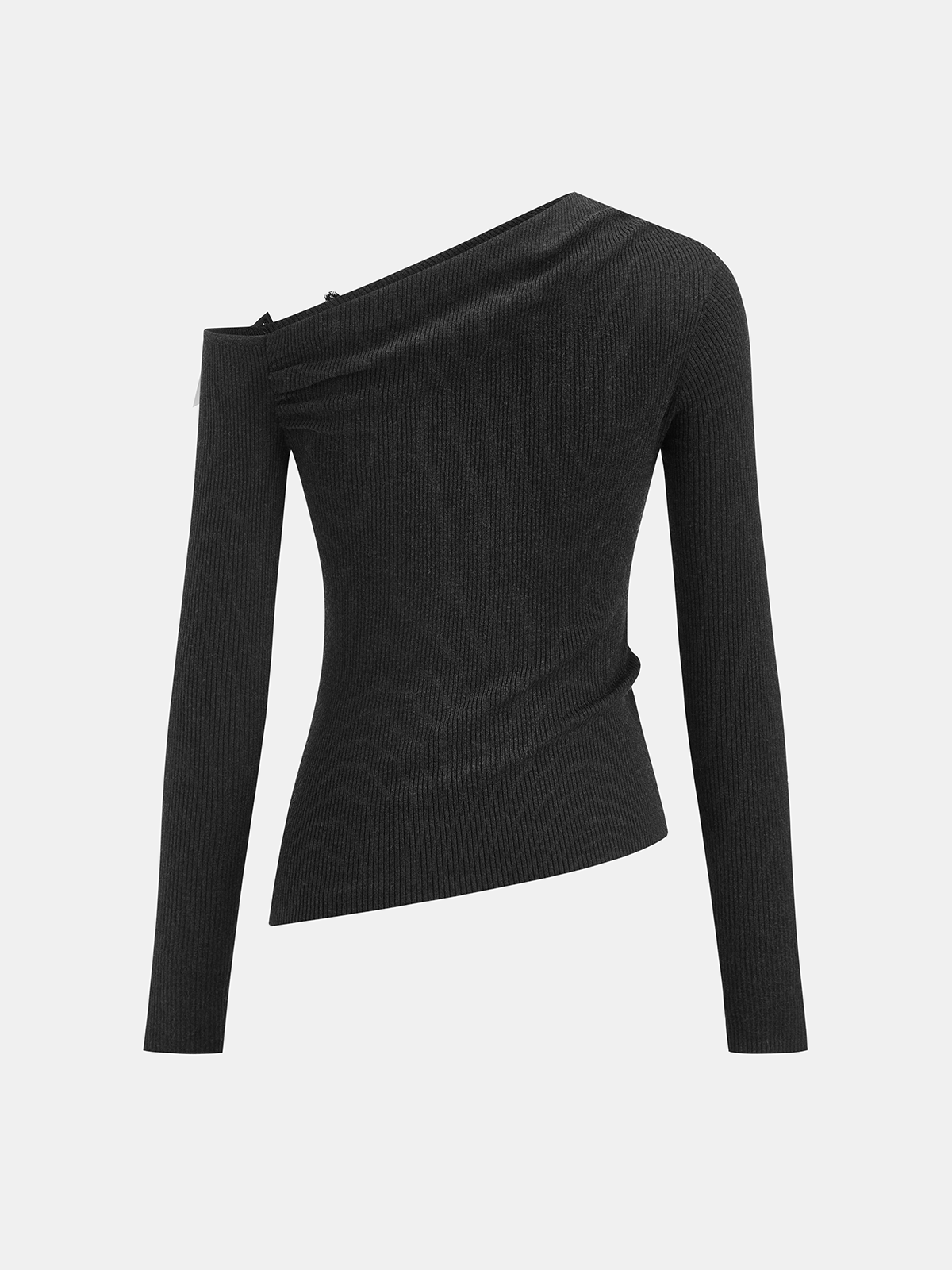 One-Shoulder Wool Blend Embellished Knit Top