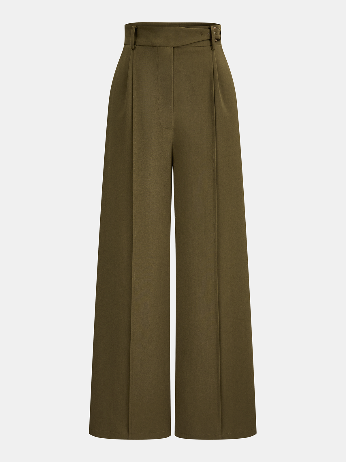 Buckle Detail Wide-Leg Tailored Pants