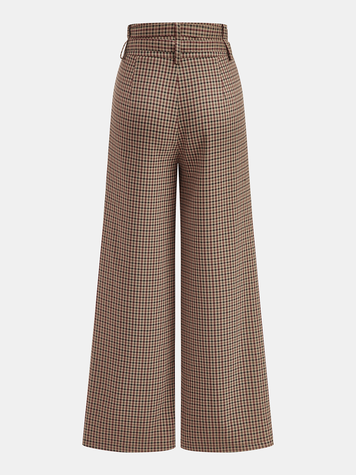 Mid-Waistt Checkered Wide-Leg Pants