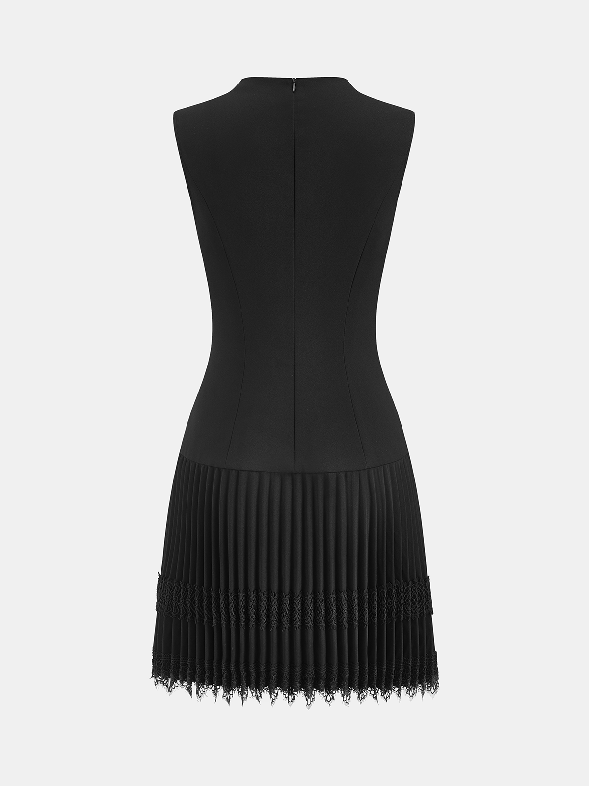 Lace Trim Pleated Sleeveless