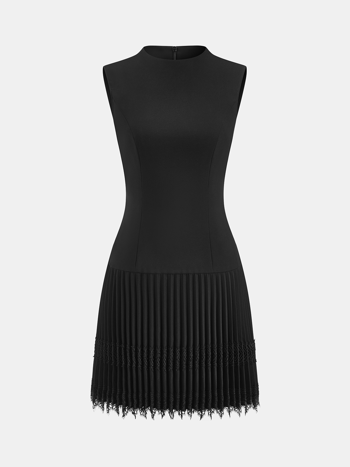 Lace Trim Pleated Sleeveless