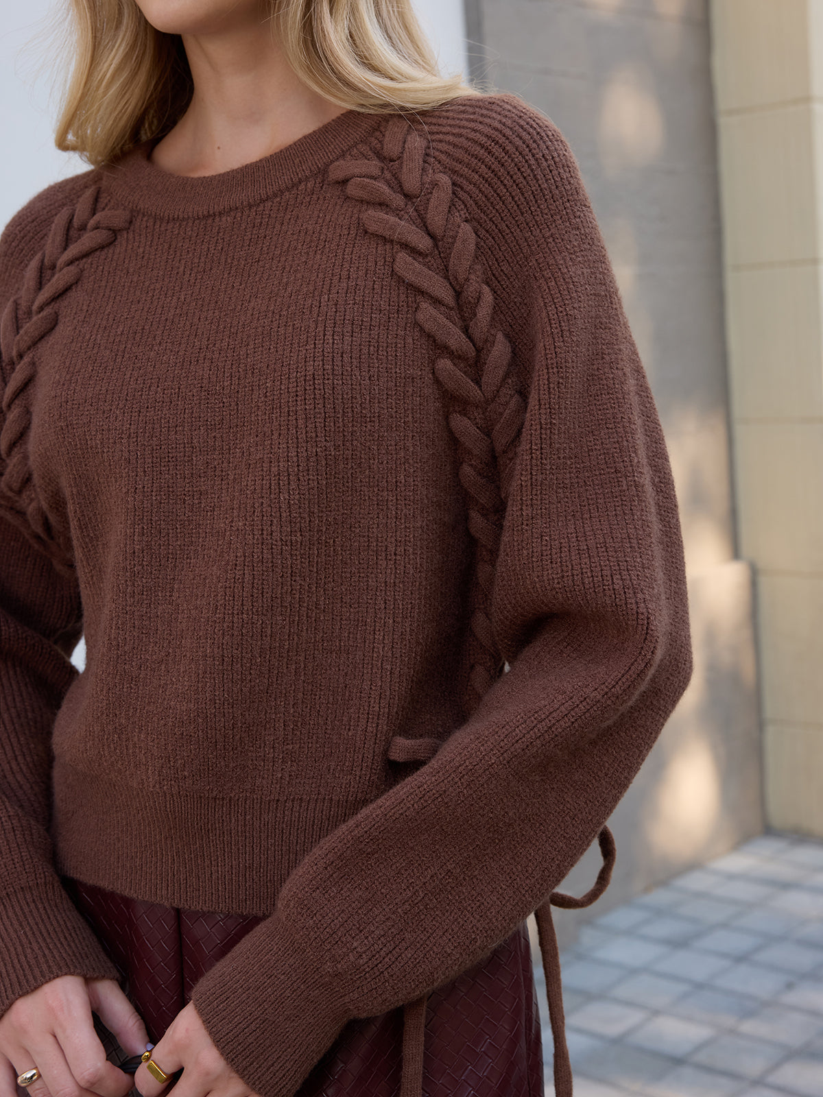 Side Tie Loose Knit Top