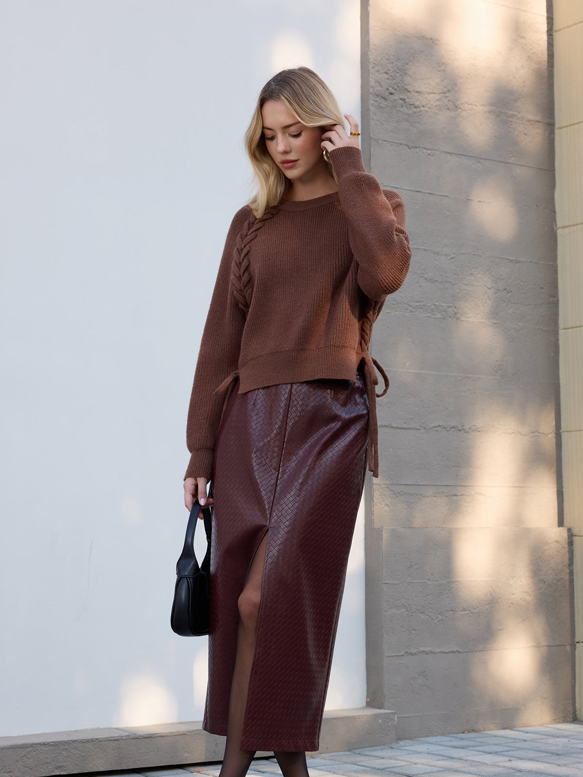 Side Tie Loose Knit Top