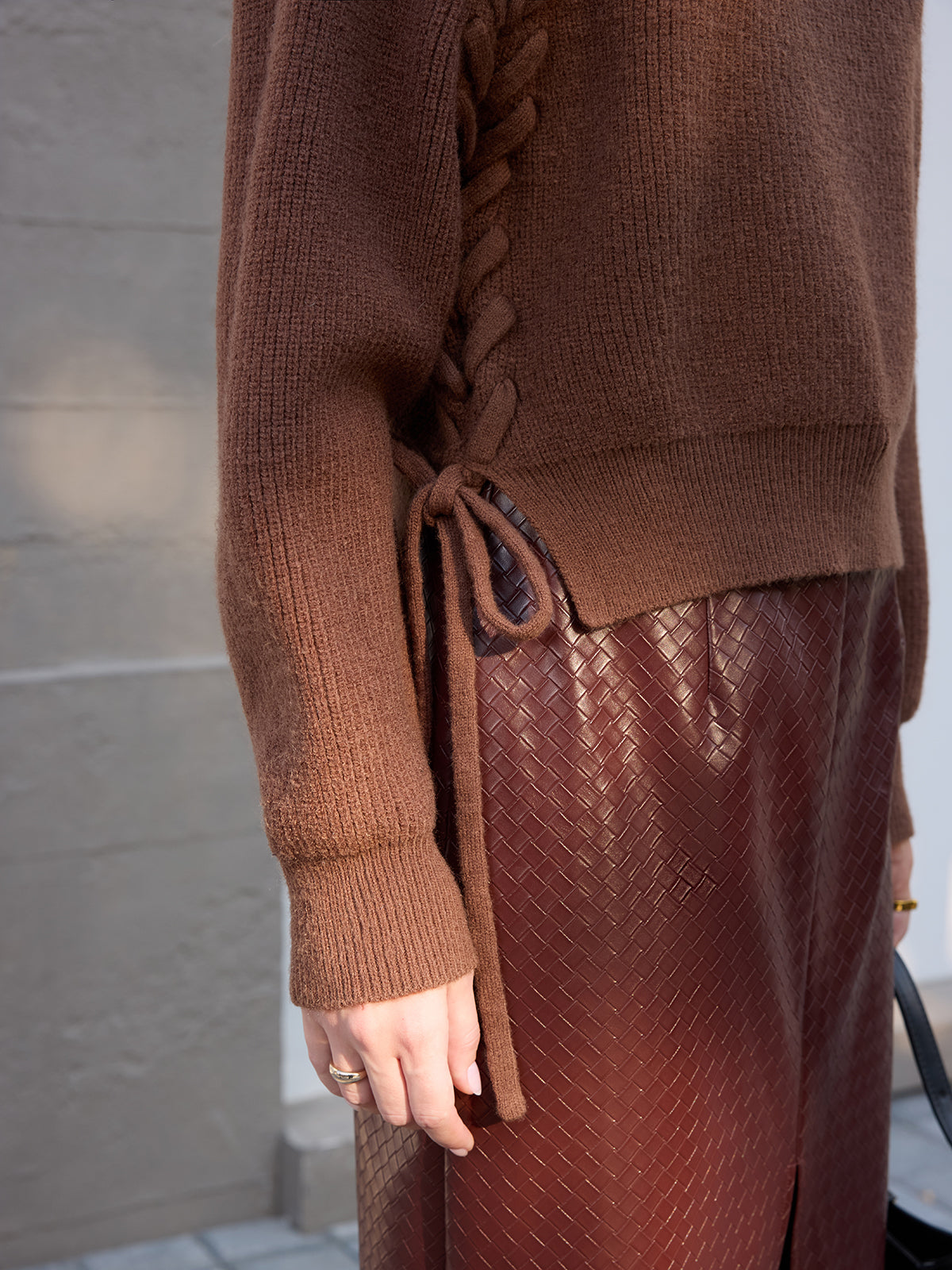 Side Tie Loose Knit Top