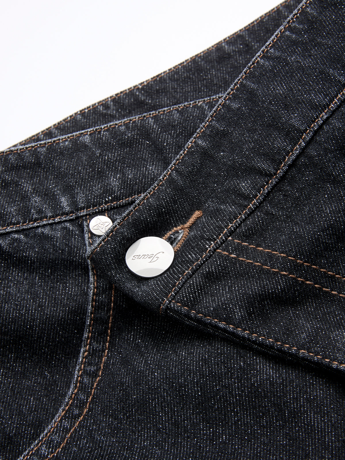 Jean droit asymétrique taille mi-haute en denim