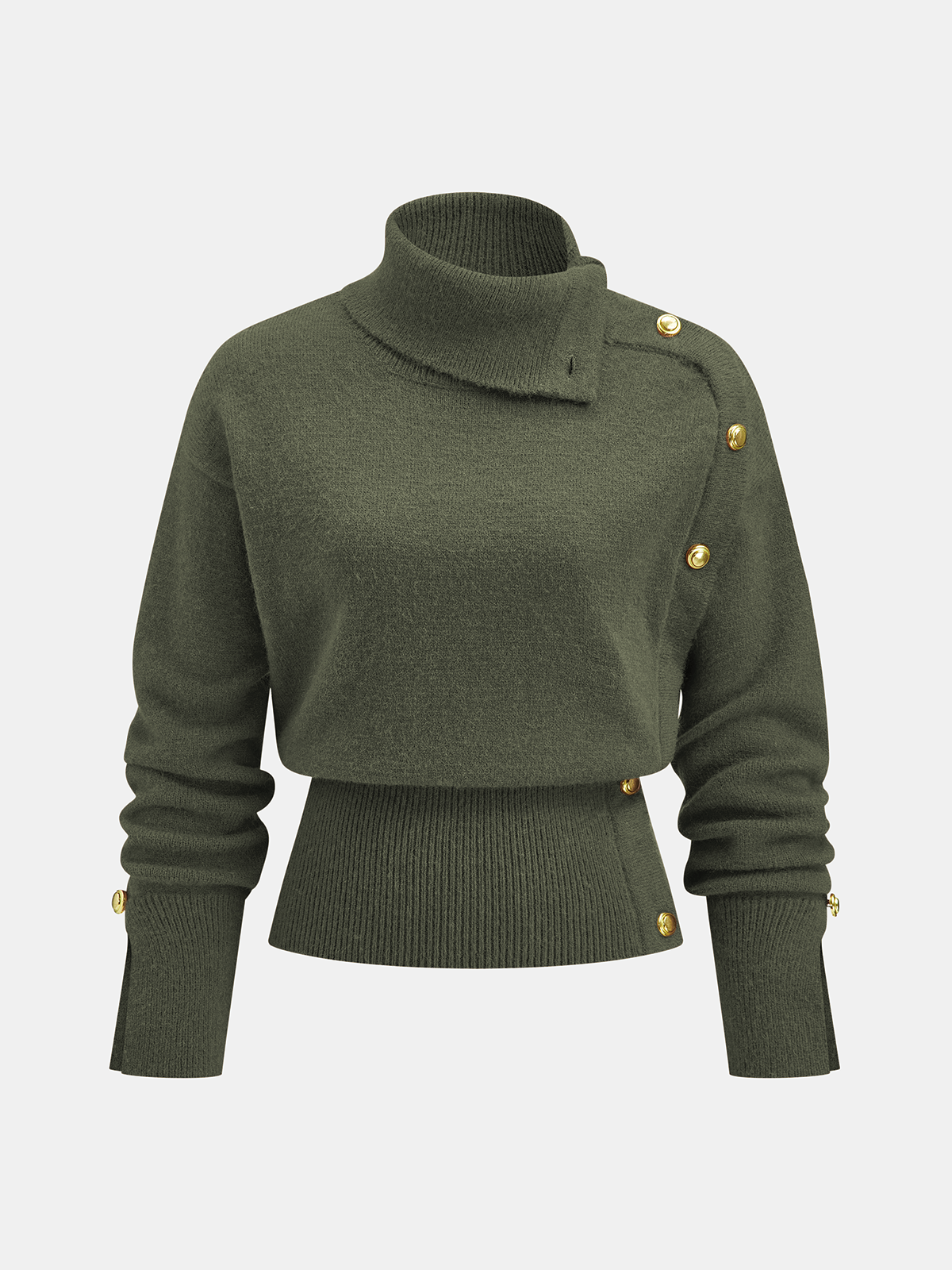 Taillierter, asymmetrischer Rollkragenpullover