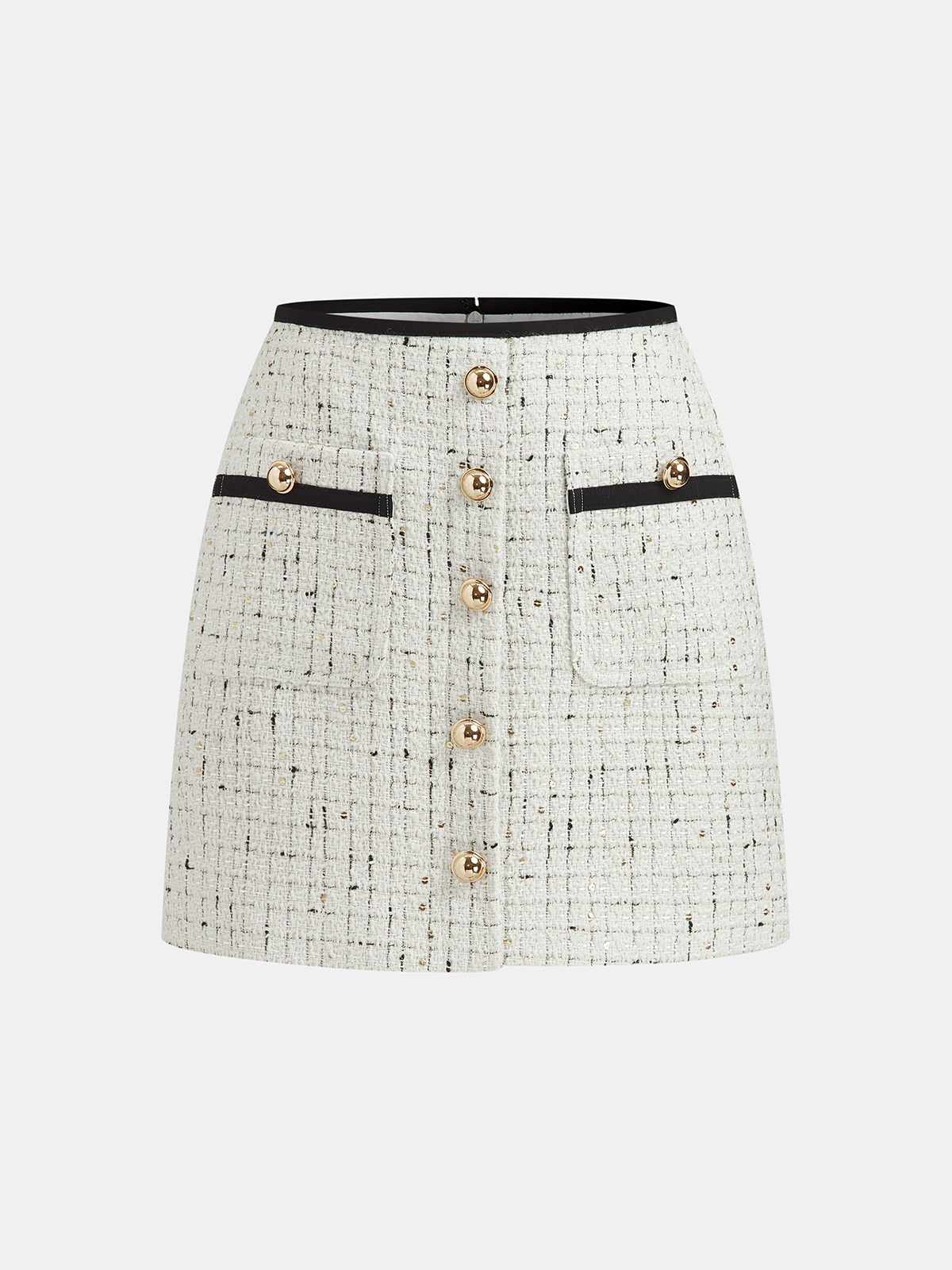 Contrast Trim Tweed Mini Skirt