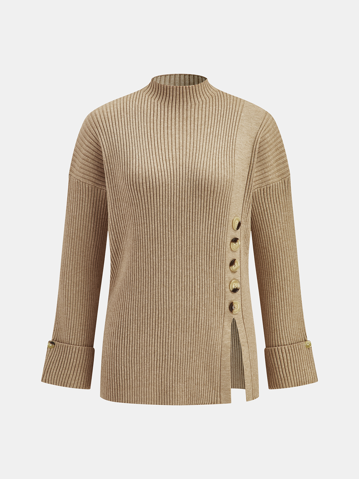 Ribbed Side-Slit Sweater & Midi Skirt Set