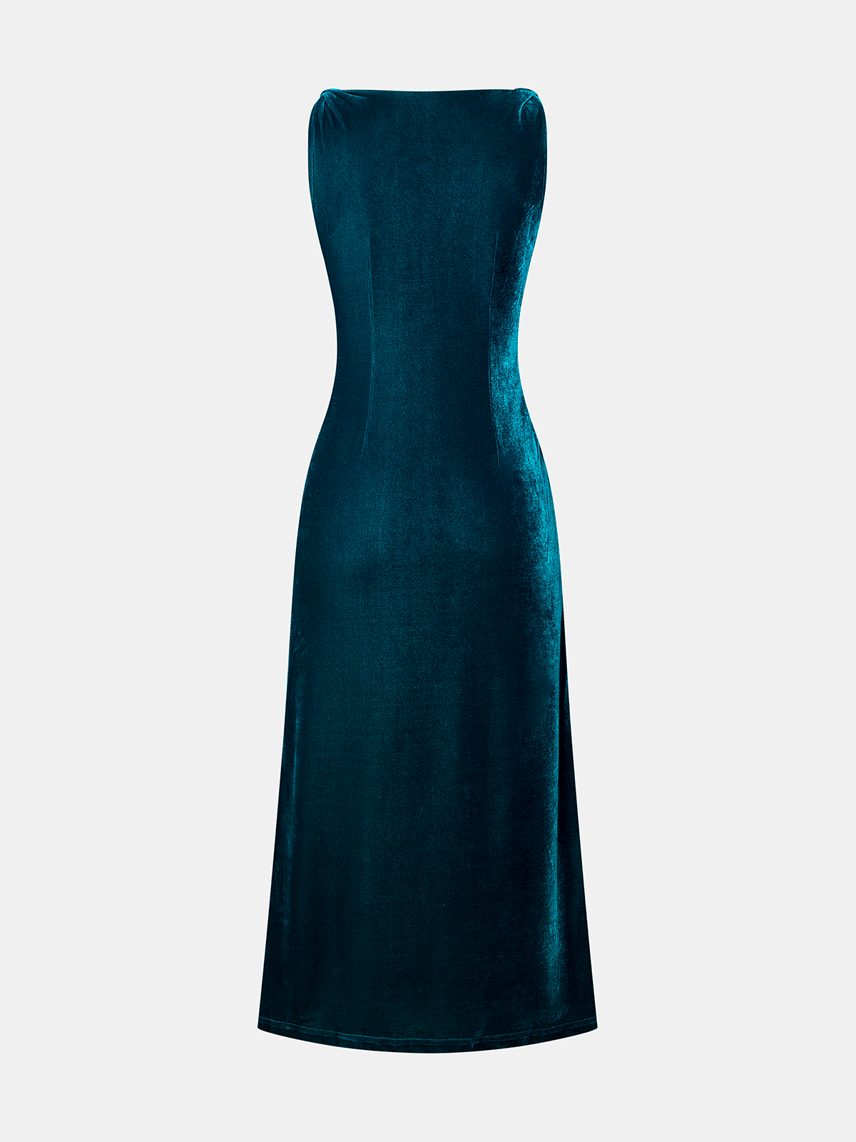 Cowl Neck Ruched Velvet Sleeveless Dress