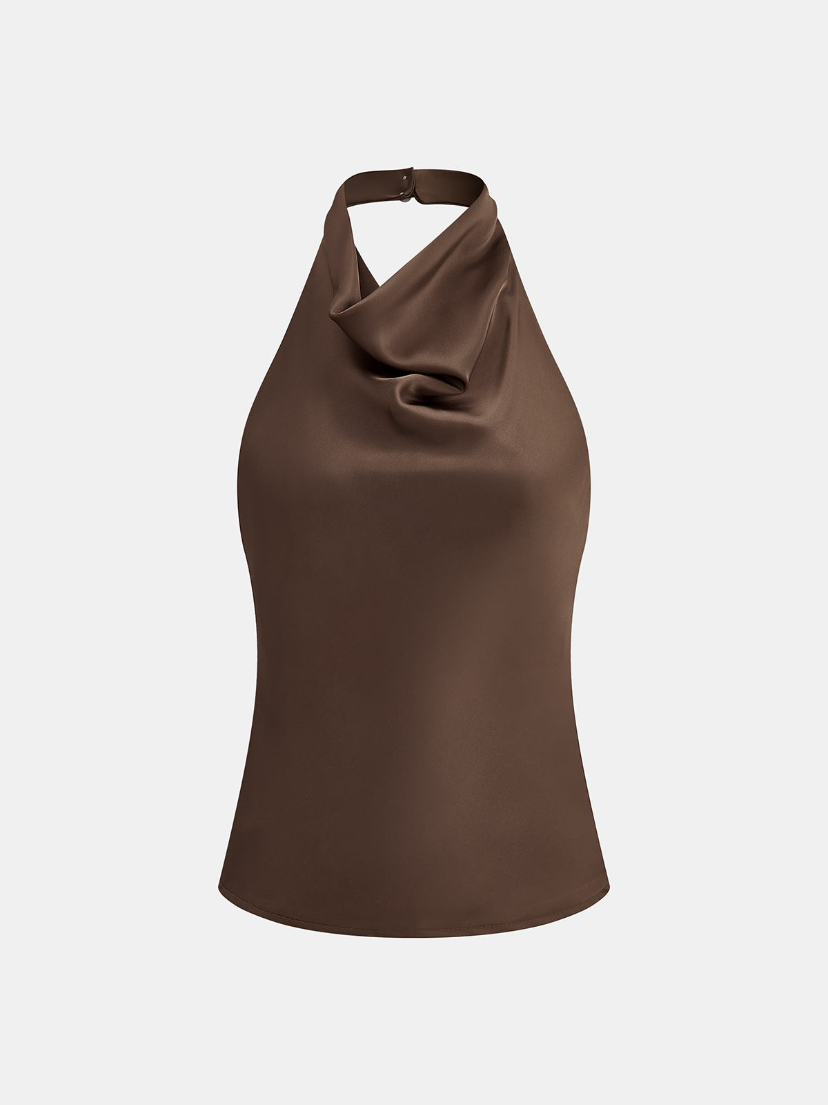 Cowl Neck Backless Satin Halter Top