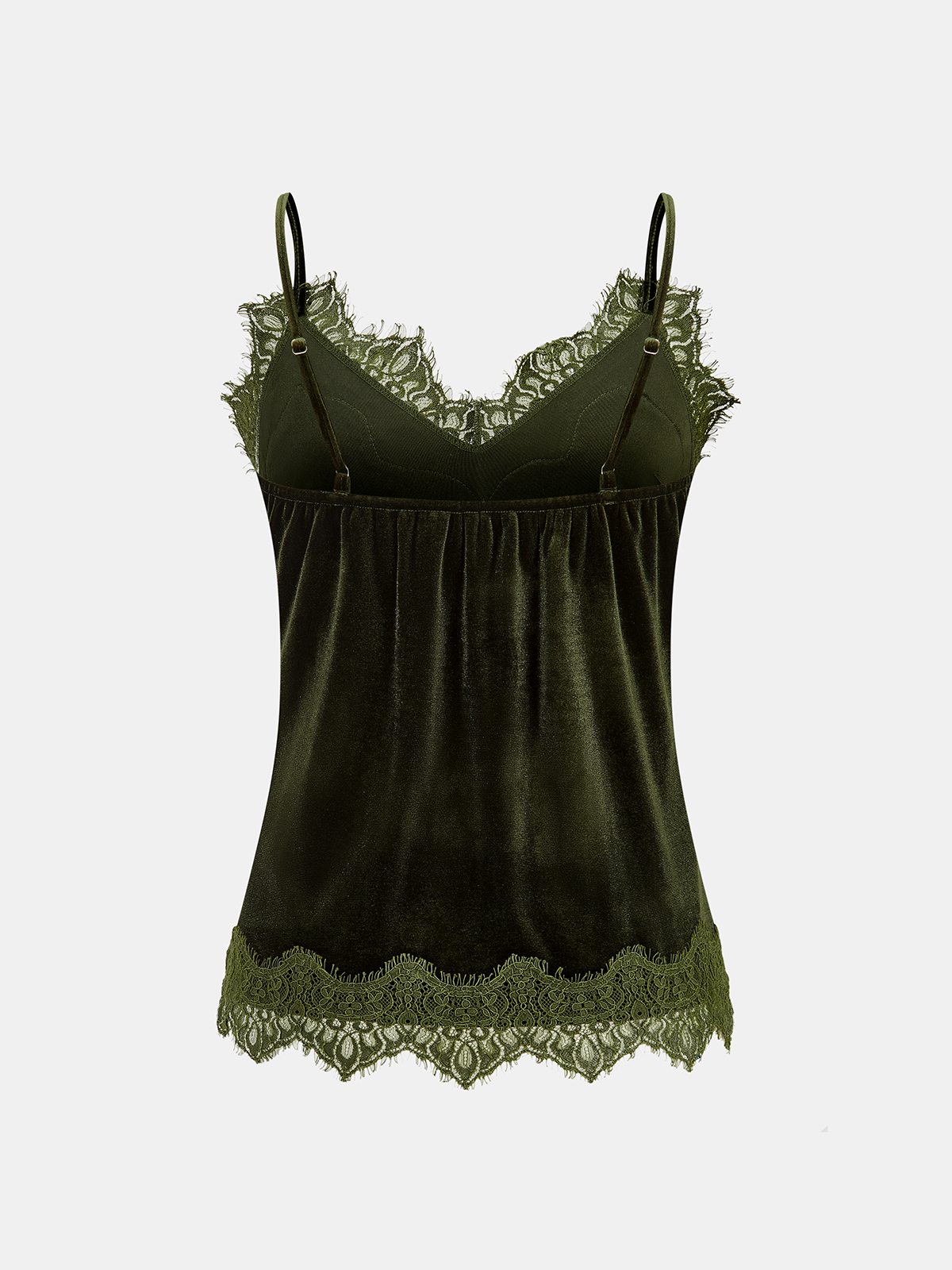 Lace Trim Velvet Cami Top